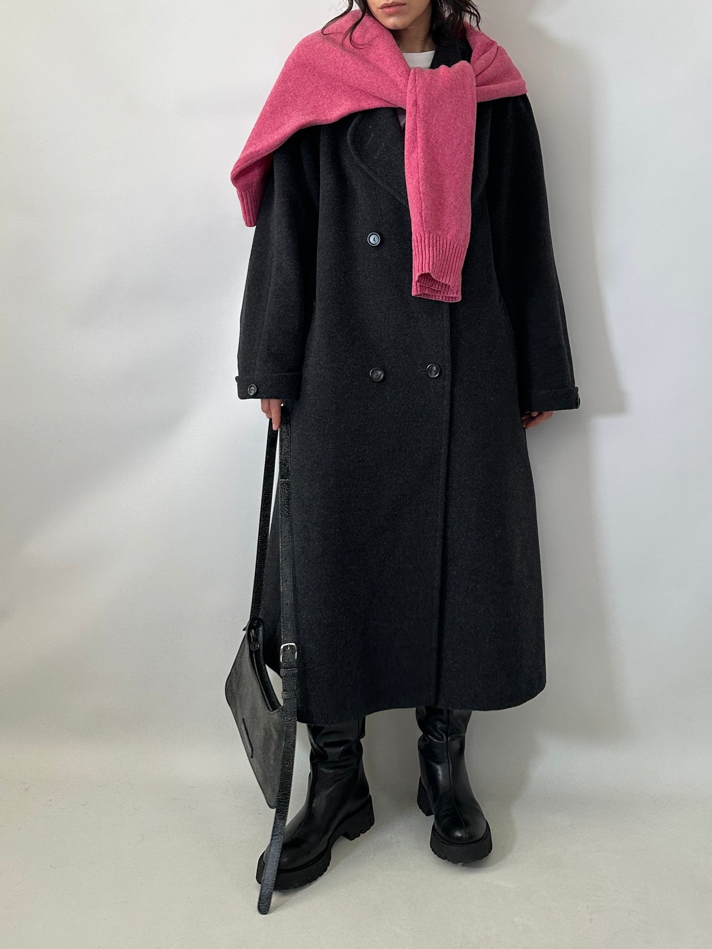 Vintage wool and kid mohair long coat - oversized fit