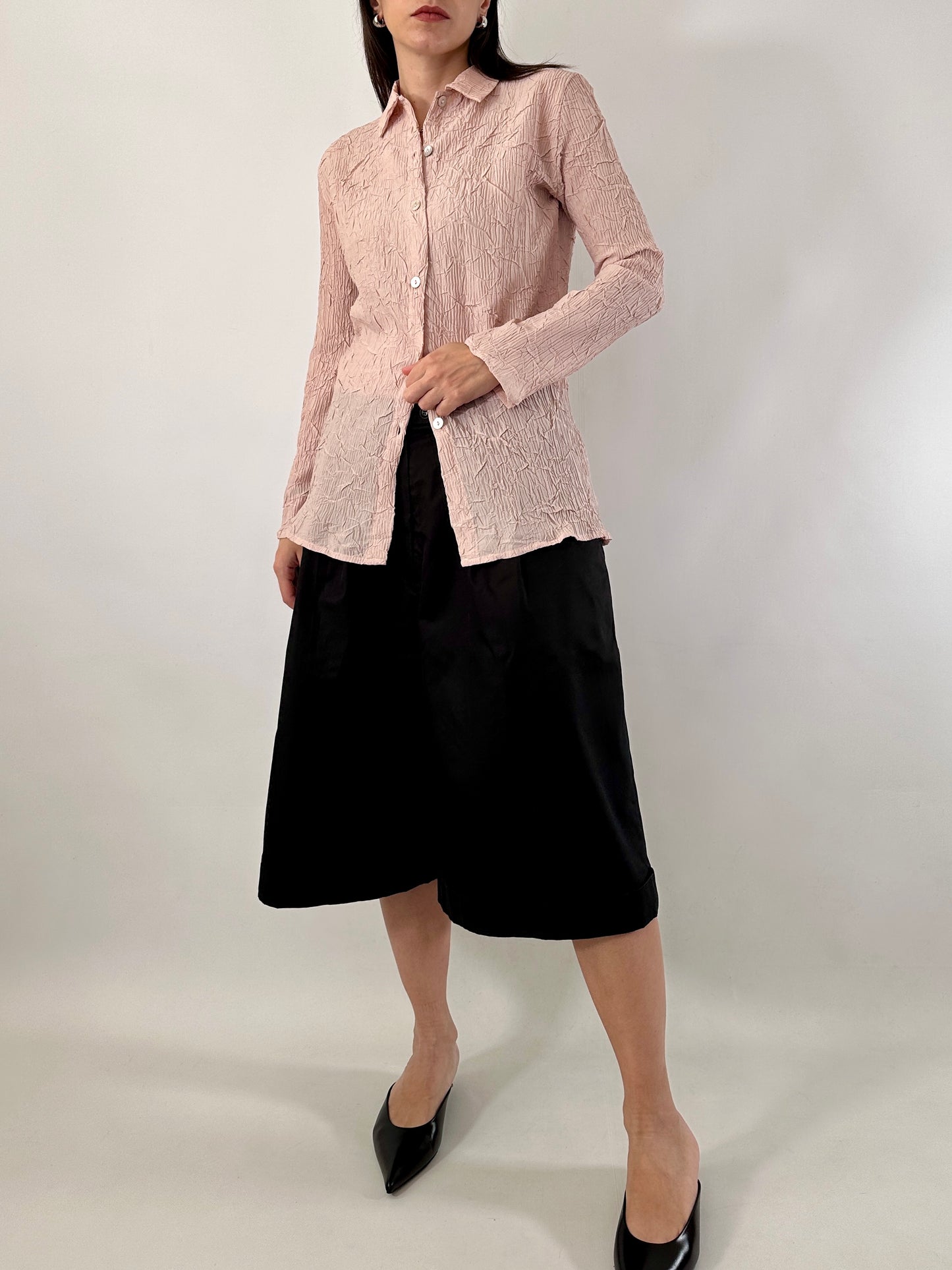 Satin crinkle pink shirt