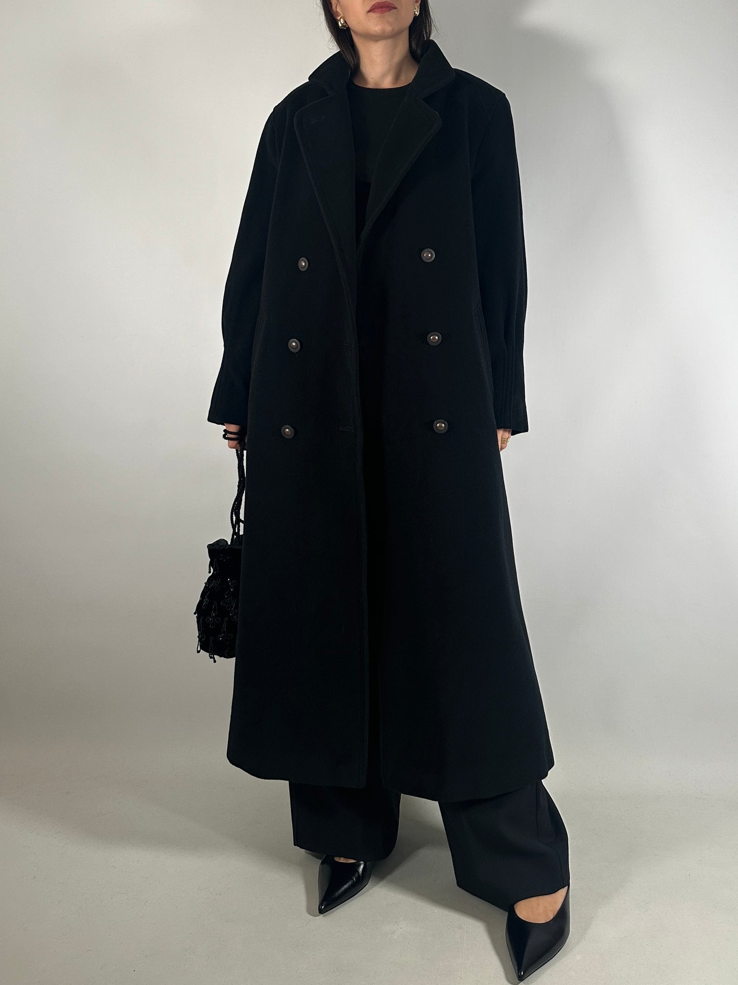 Vintage Black Loden-Style Coat