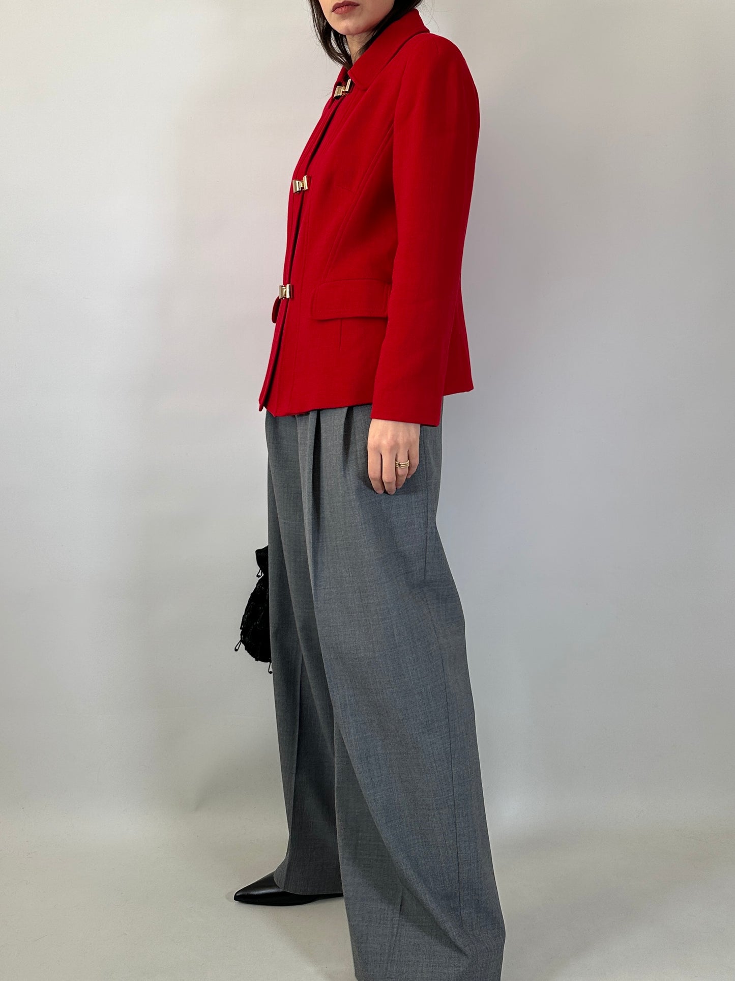 Vintage Luisa Spagnoli Red Jacket with Bow Buttons
