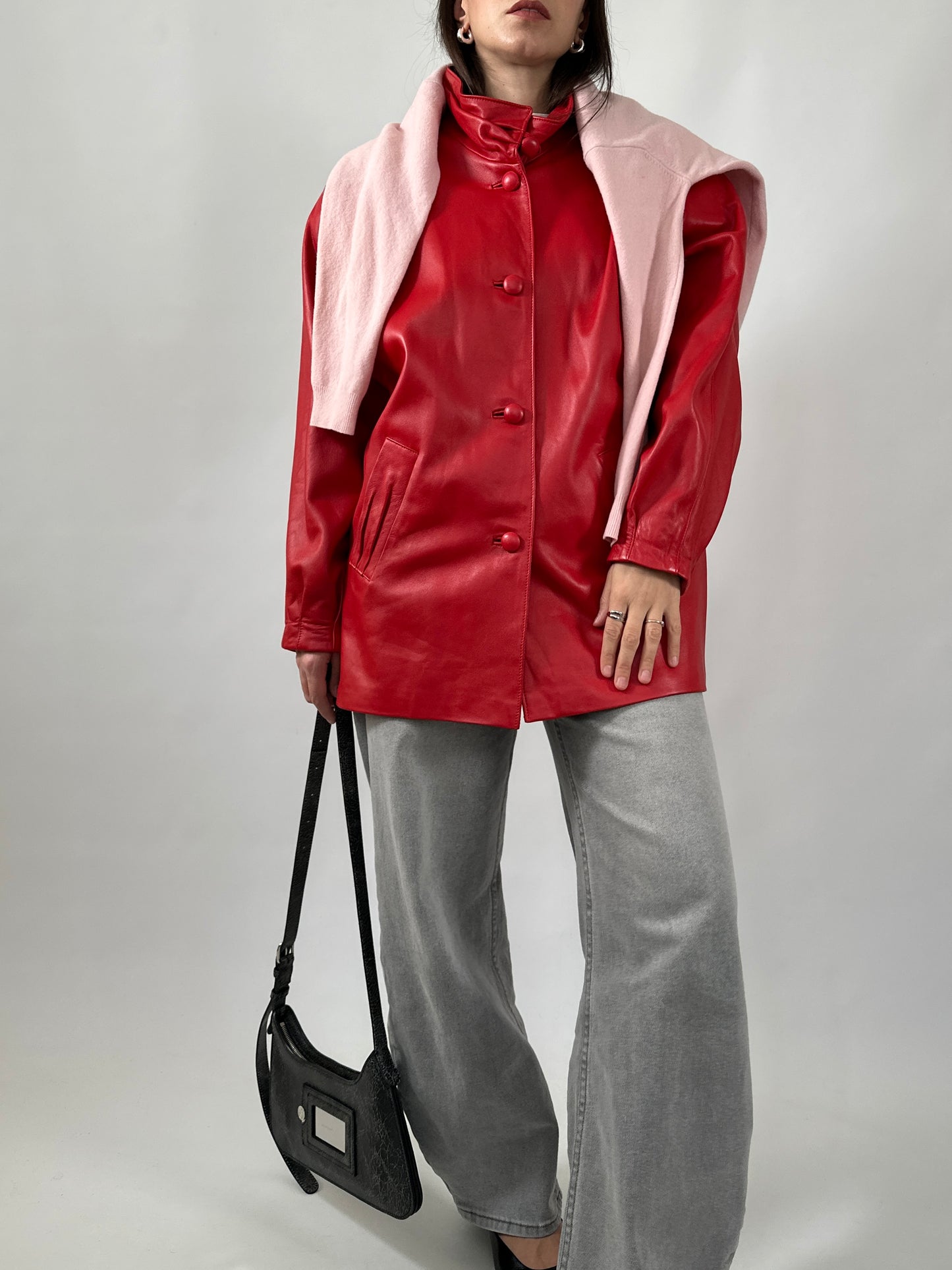 Vintage Red Leather Statement Jacket