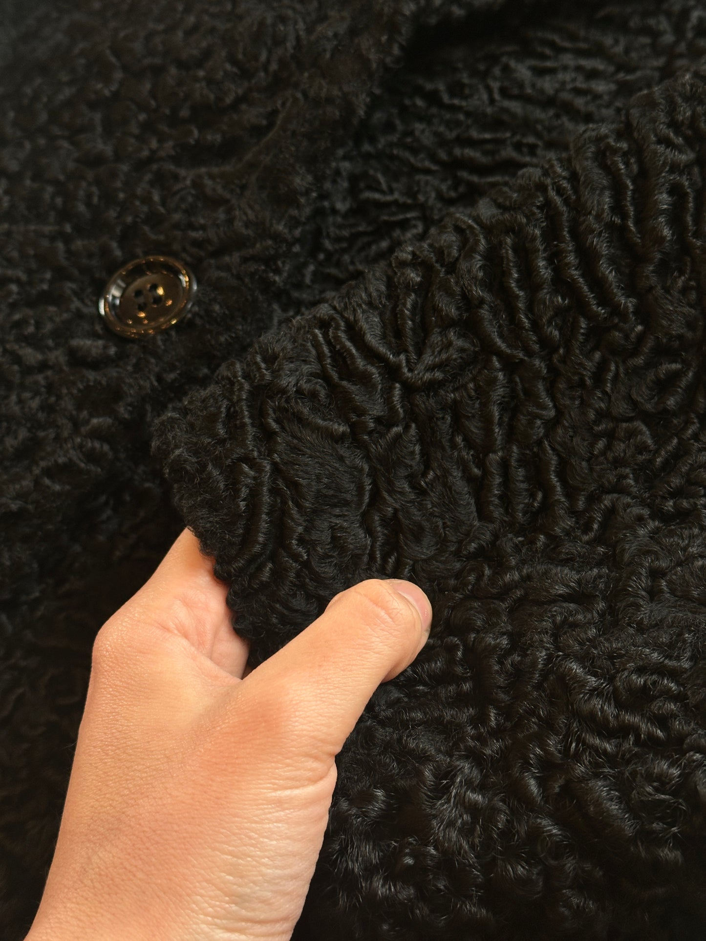 Vintage Black Astrakhan Caban Coat