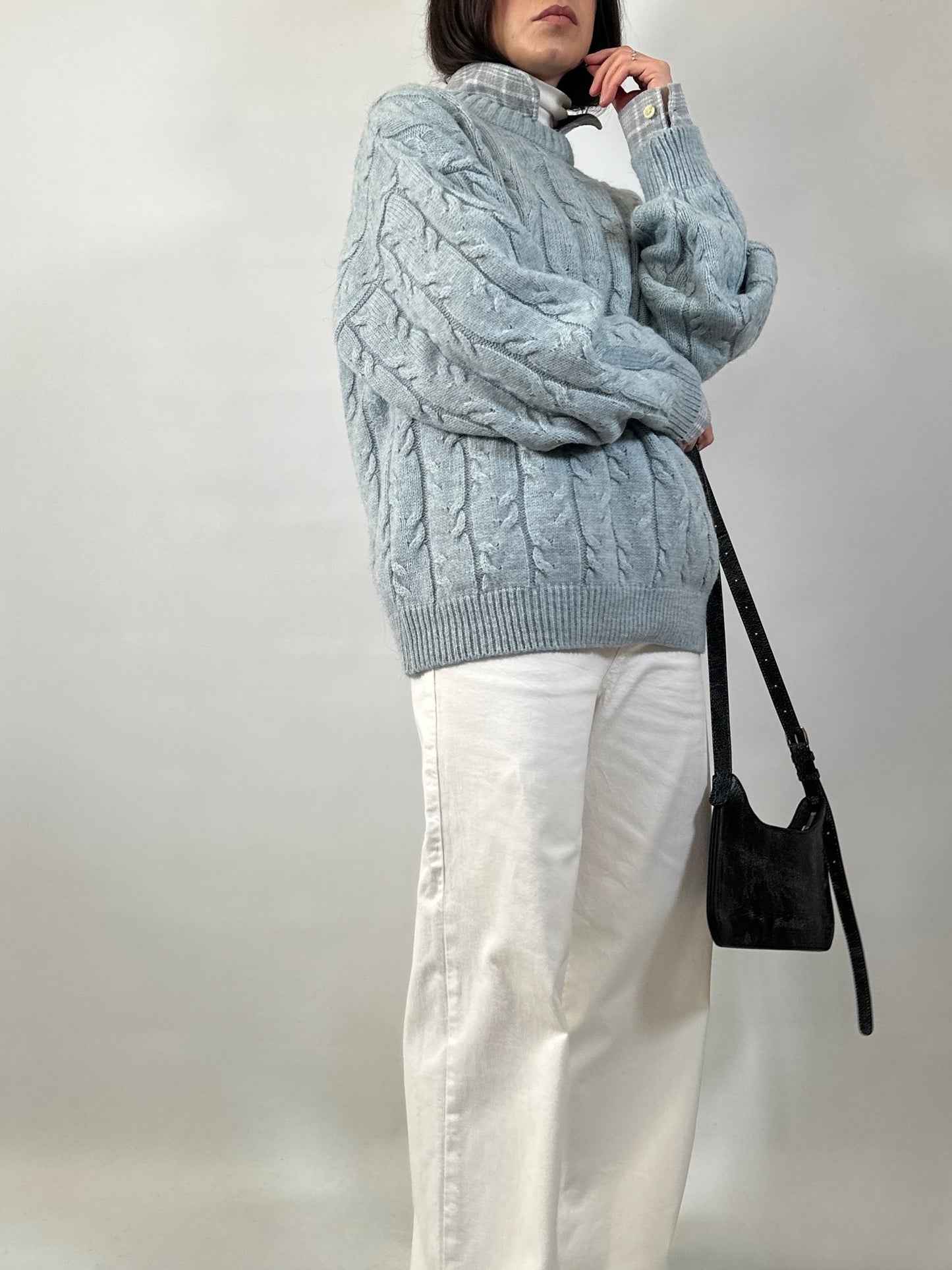Light Blue Cable Knit Sweater