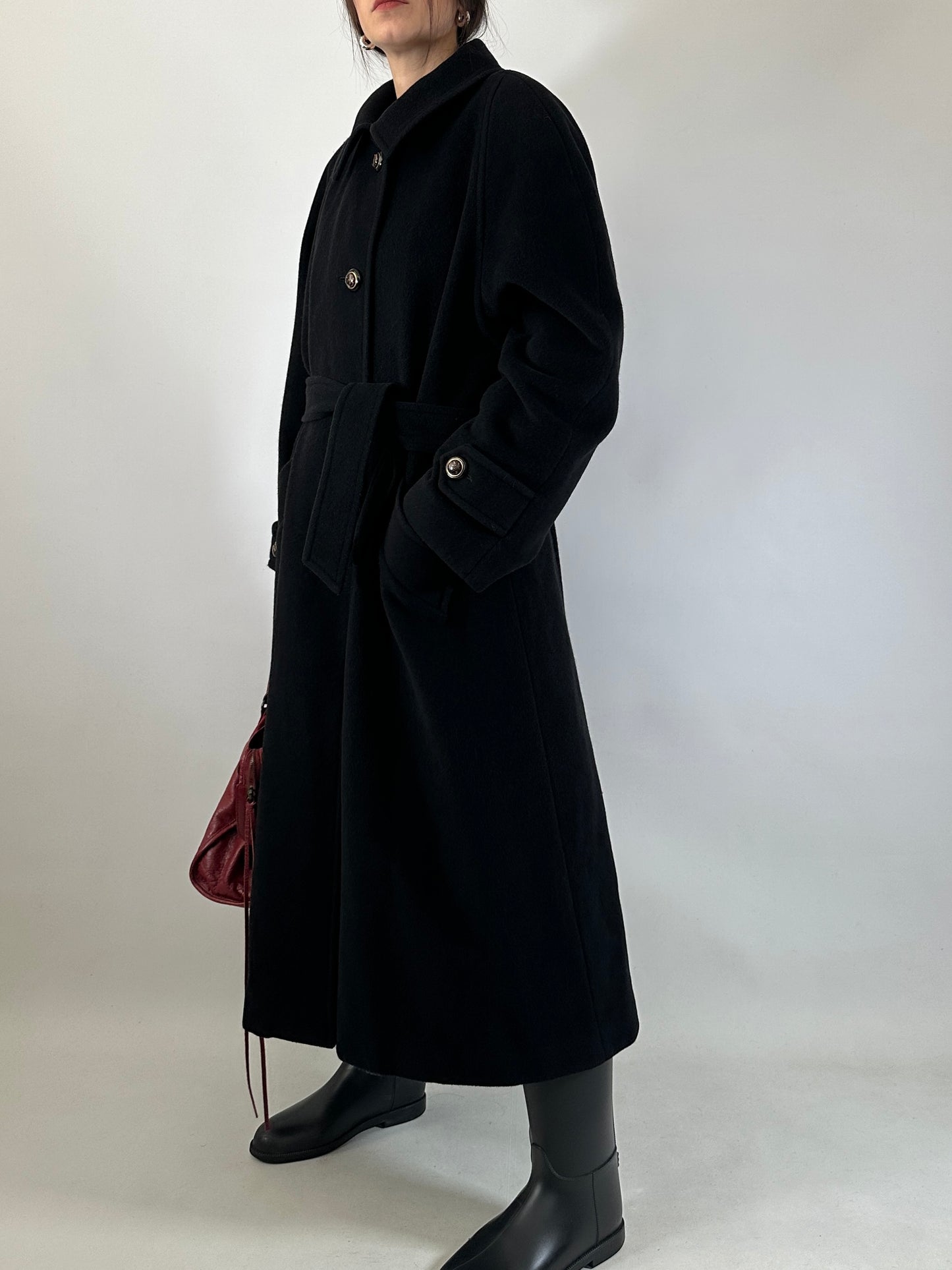 Vintage belted maxi coat