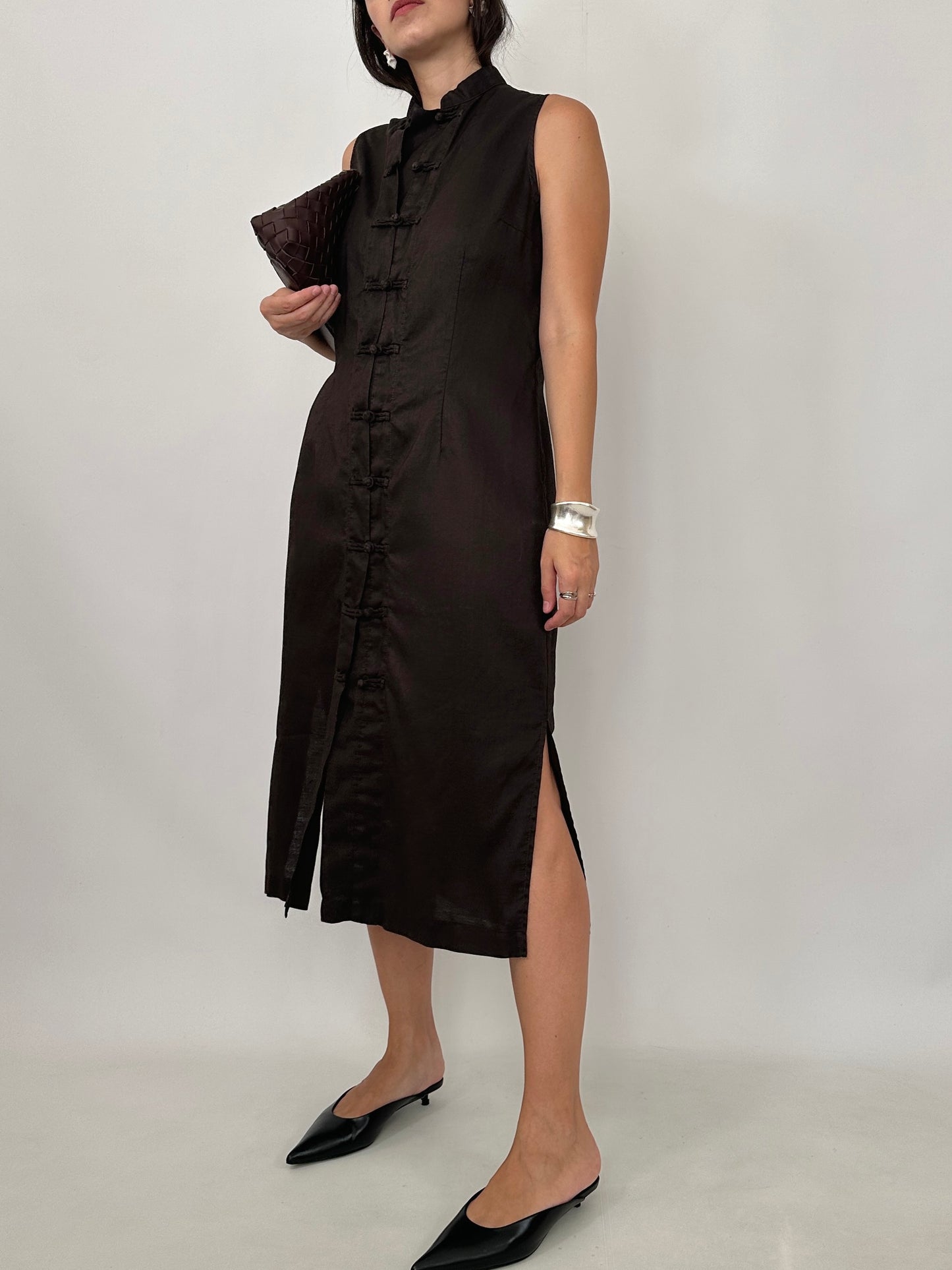 Chocolate Midi Mandarin Dress