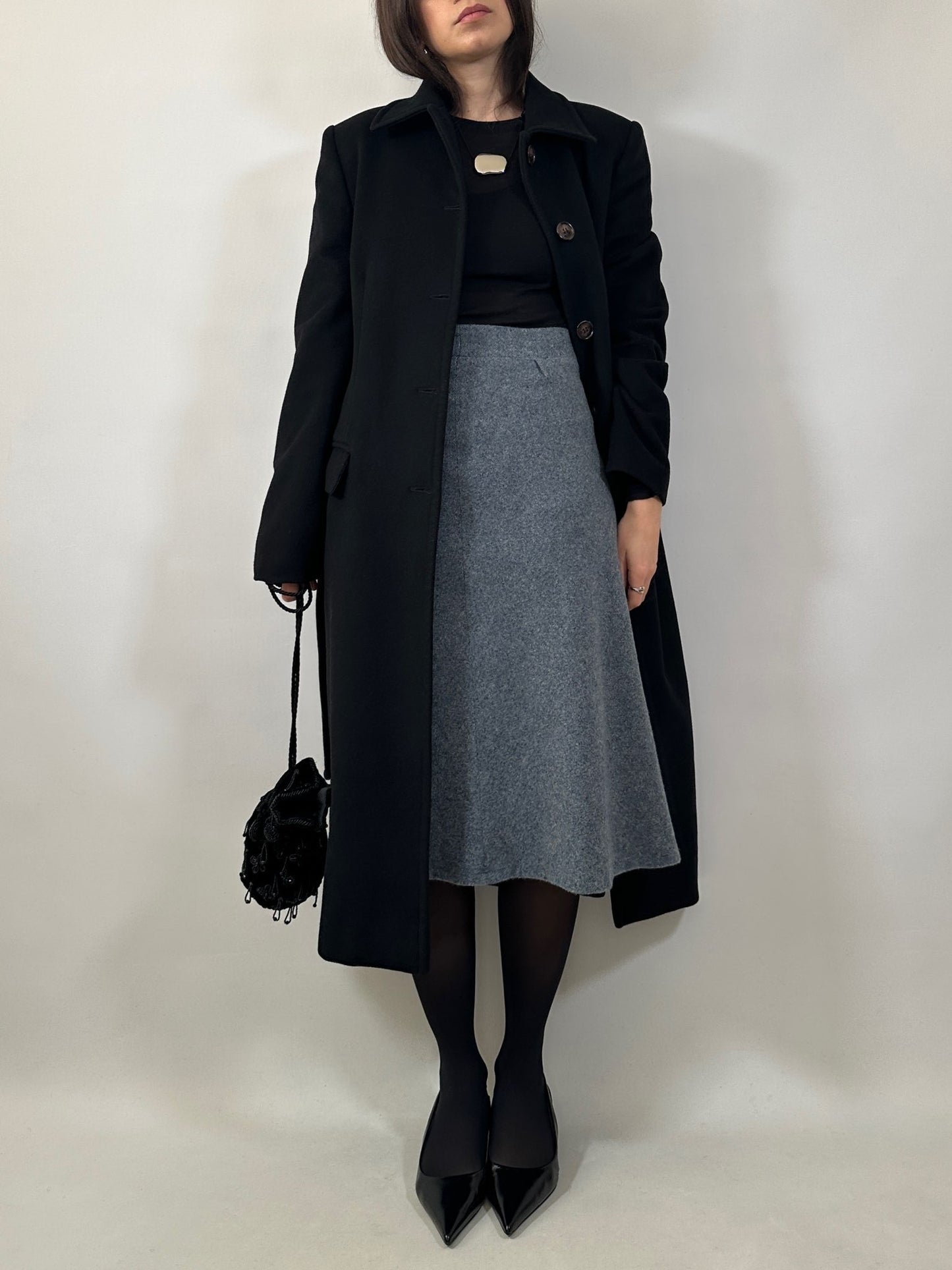 Vintage Light Blue Tweed Skirt