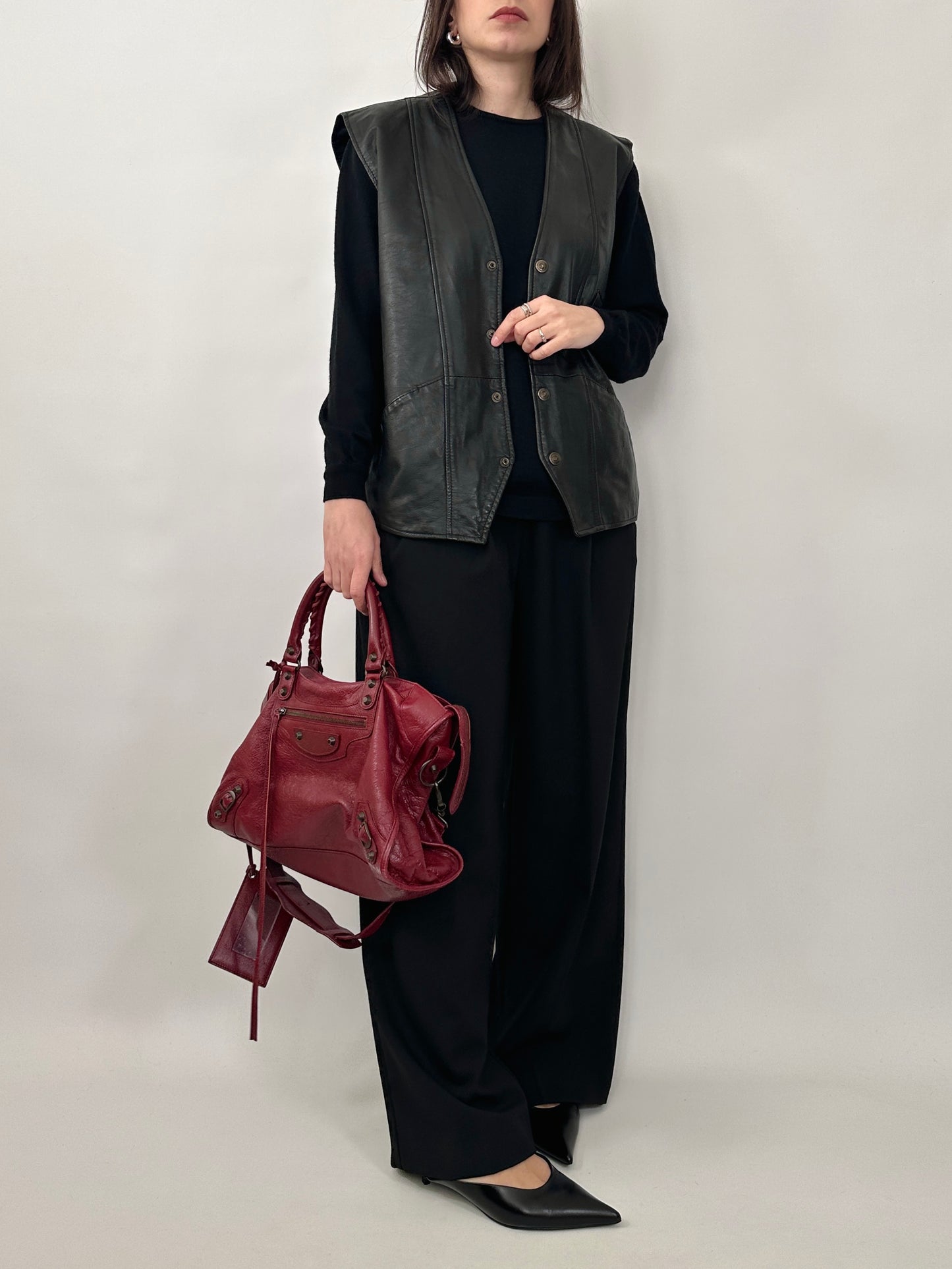 Vintage Leather Button-Up Vest
