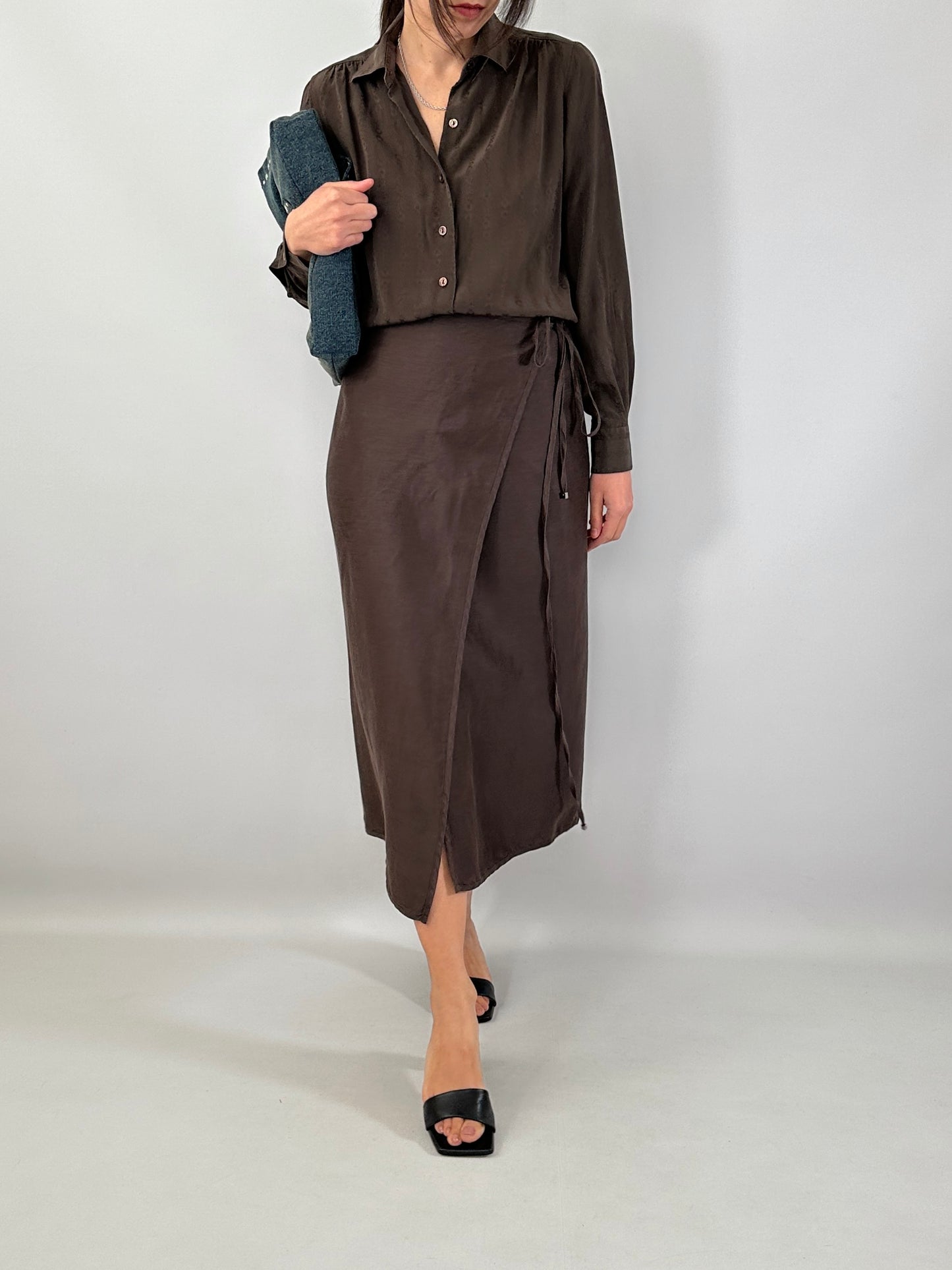 Max Mara wrap chocolate skirt