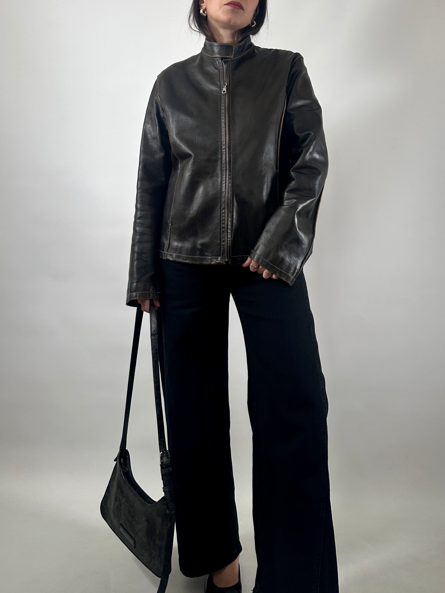 Vintage Leather Café Racer Jacket