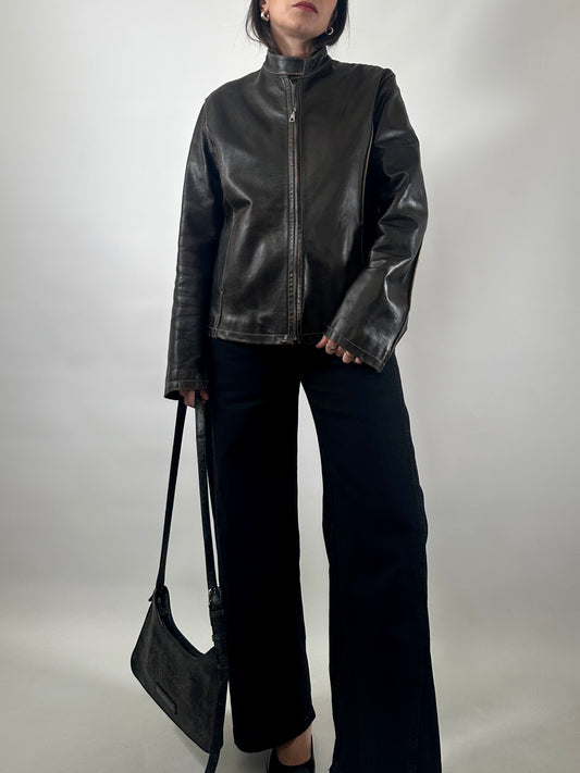 Vintage Leather Café Racer Jacket