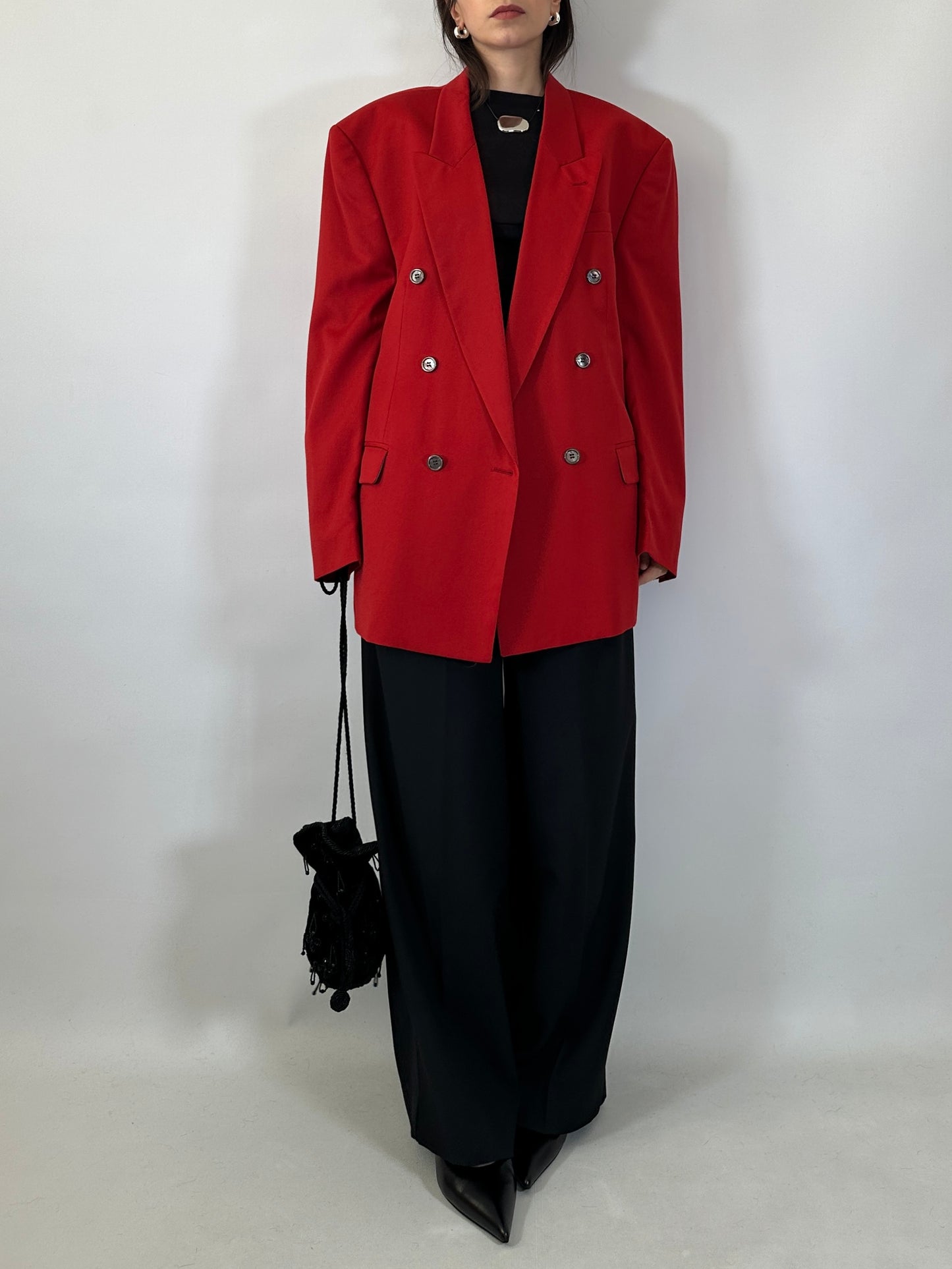 Vintage Oversize Red Wool Blazer
