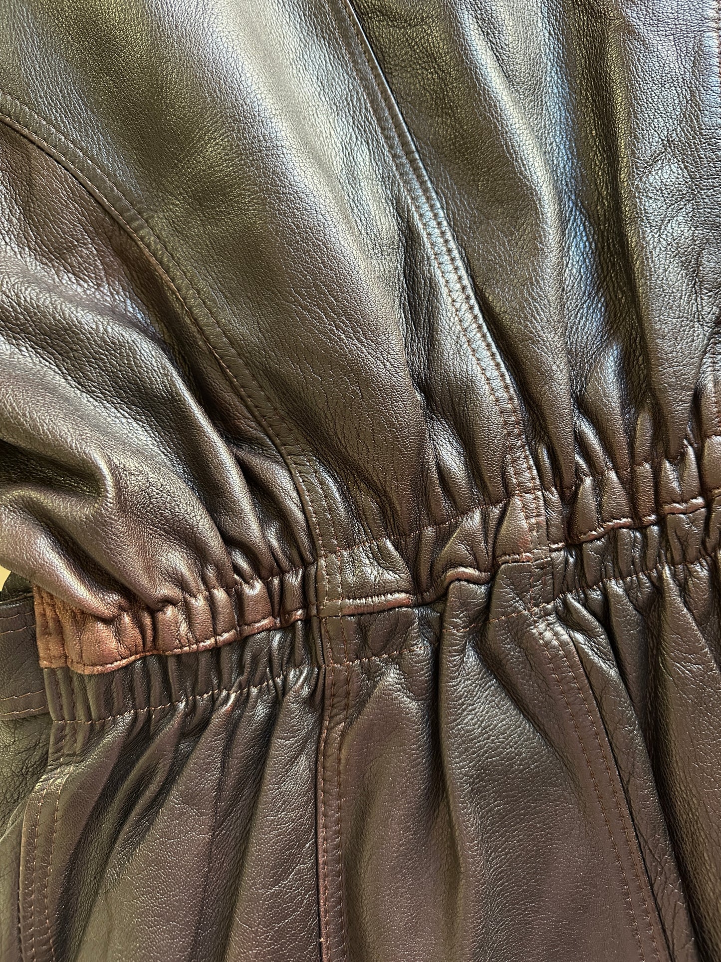 Vintage Dark Brown Leather Belted Jacket