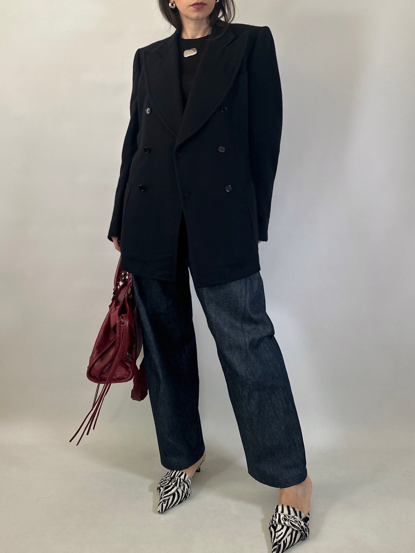 Vintage Black Structured Wool Blazer