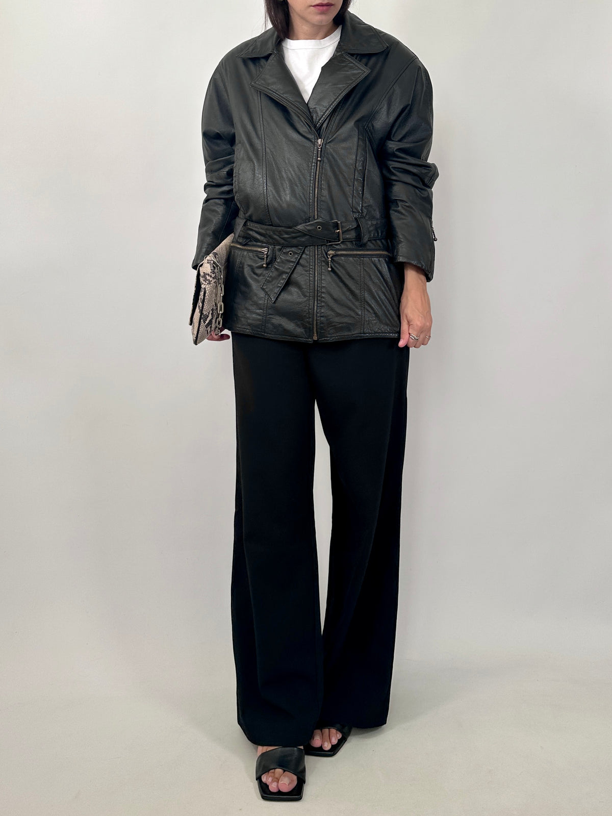 80s Belted Leather Jacket