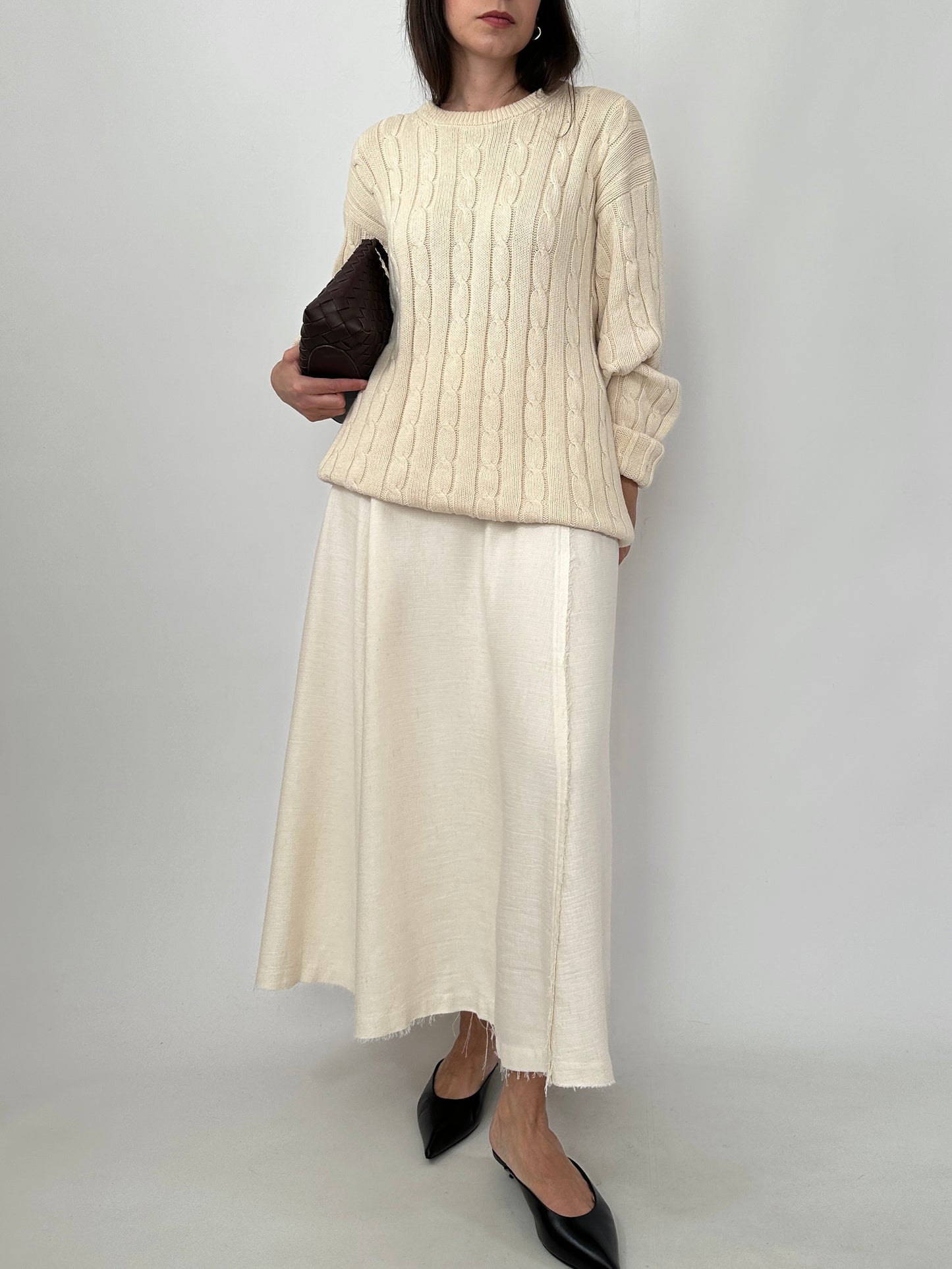Cream Cable Knit Pure Cotton Sweater