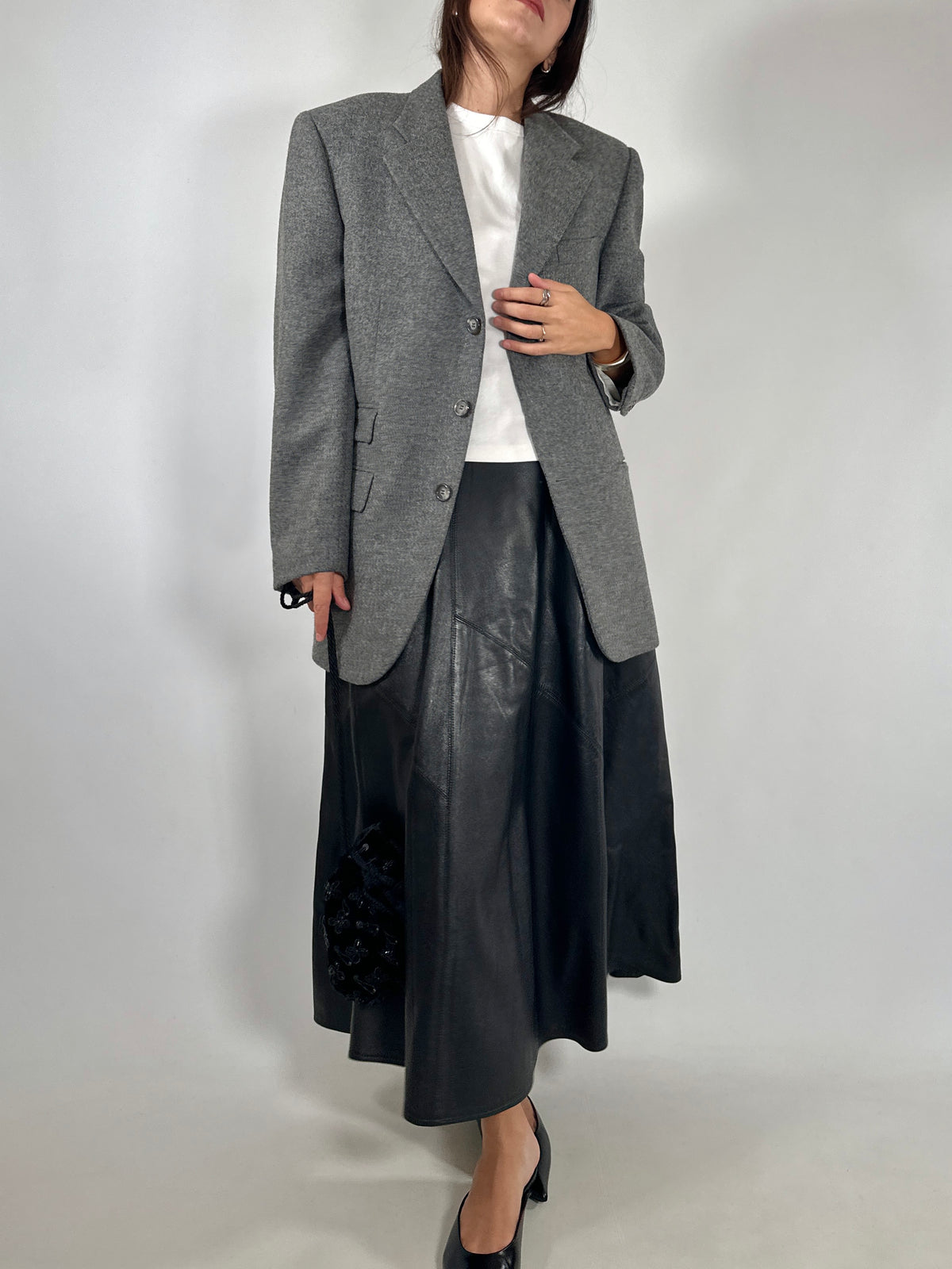 Oversized Grey Virgin Wool Blazer