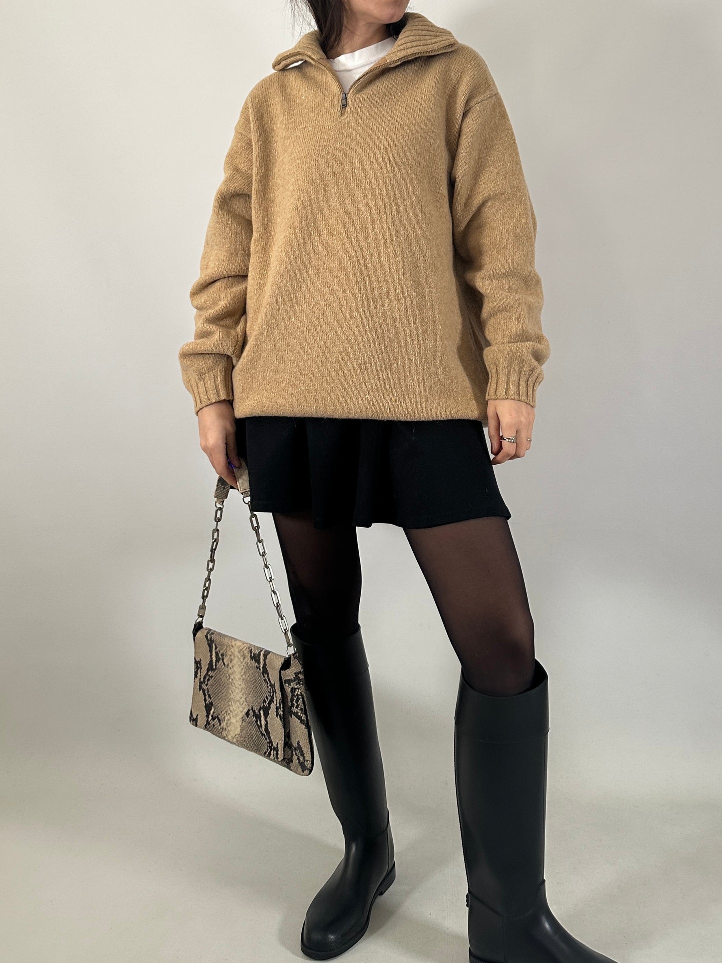 Wool-blend half zip sweater