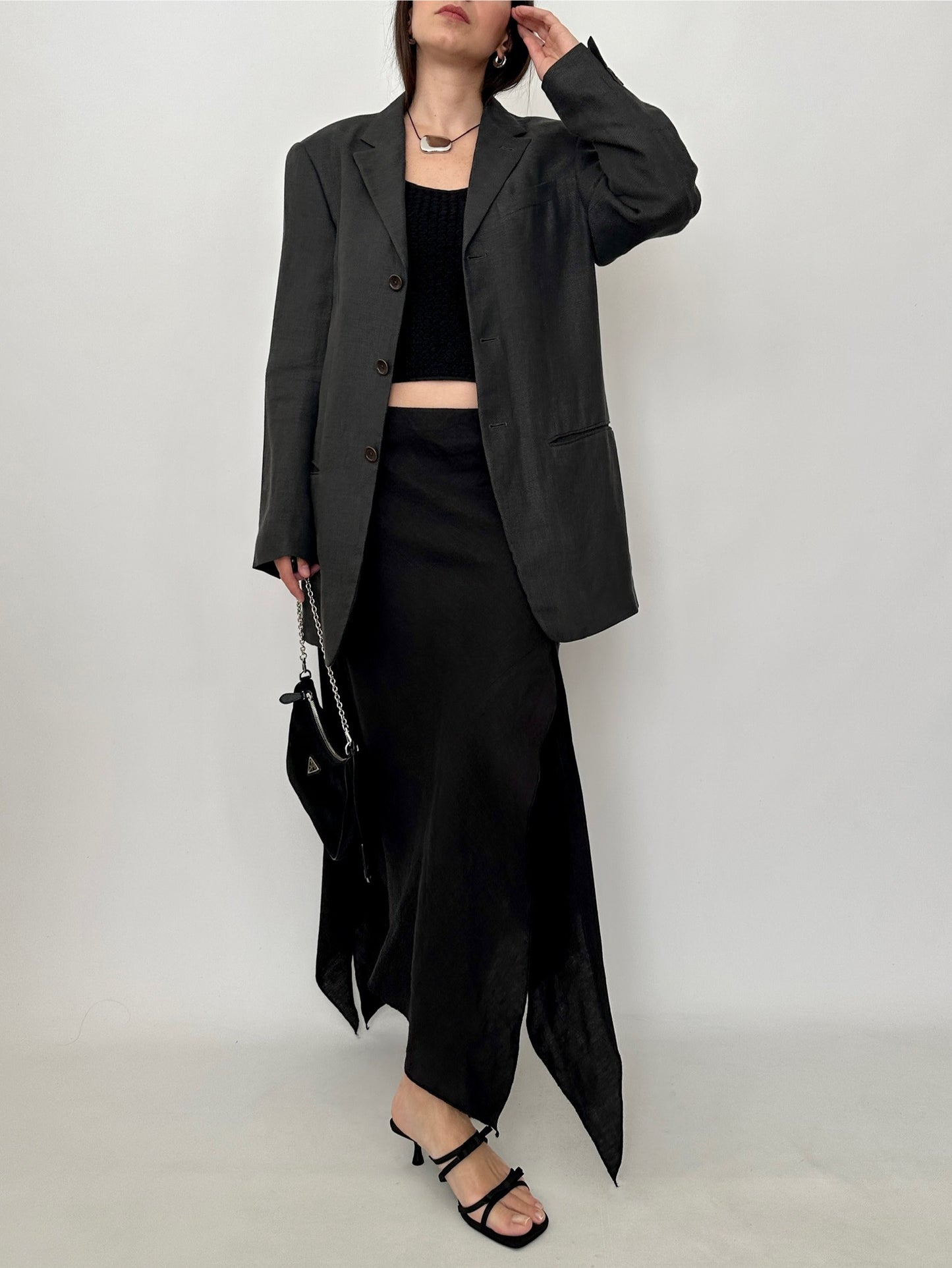 Asymmetric Linen Midi Skirt