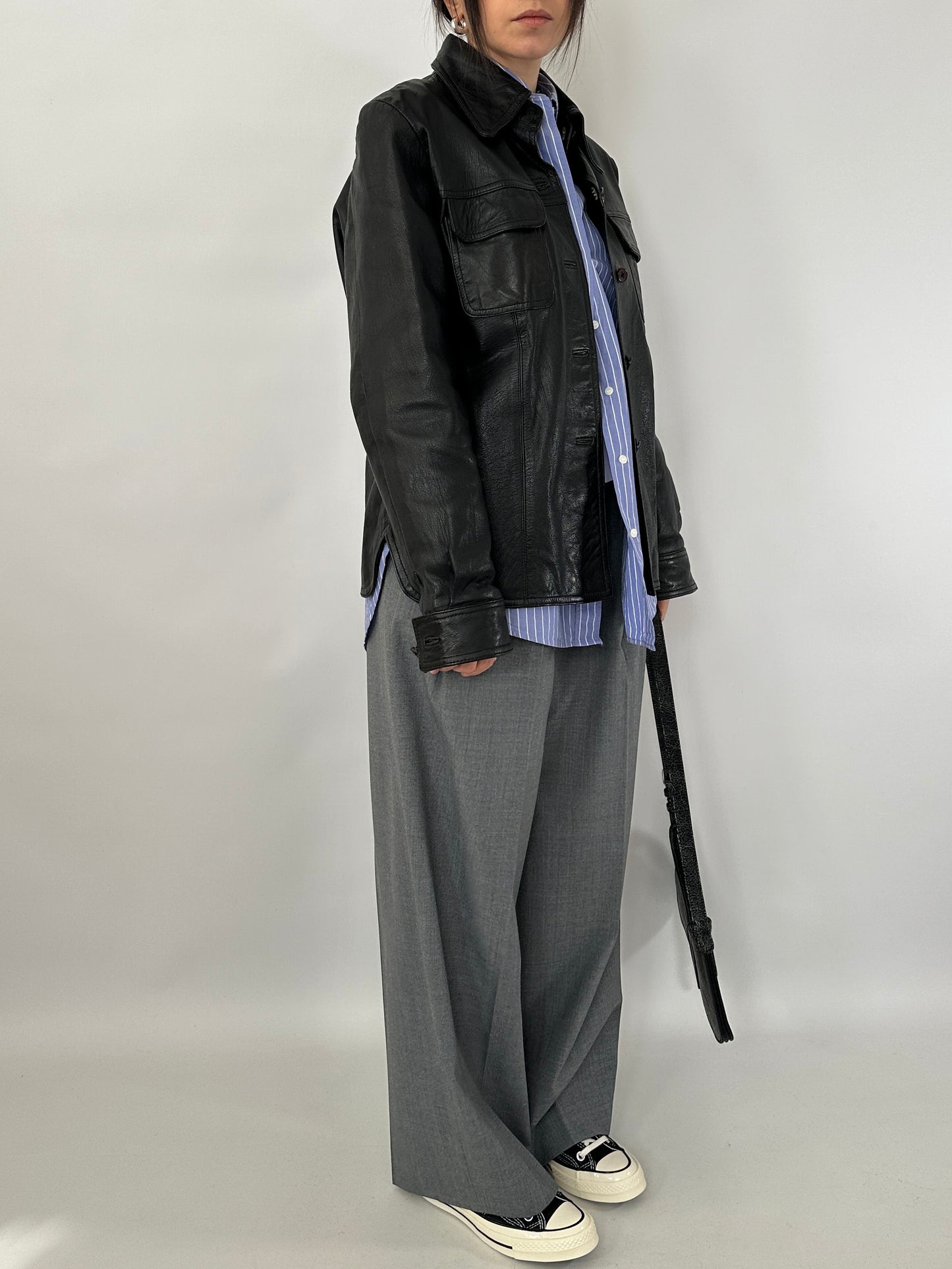 Black leather vintage overshirt