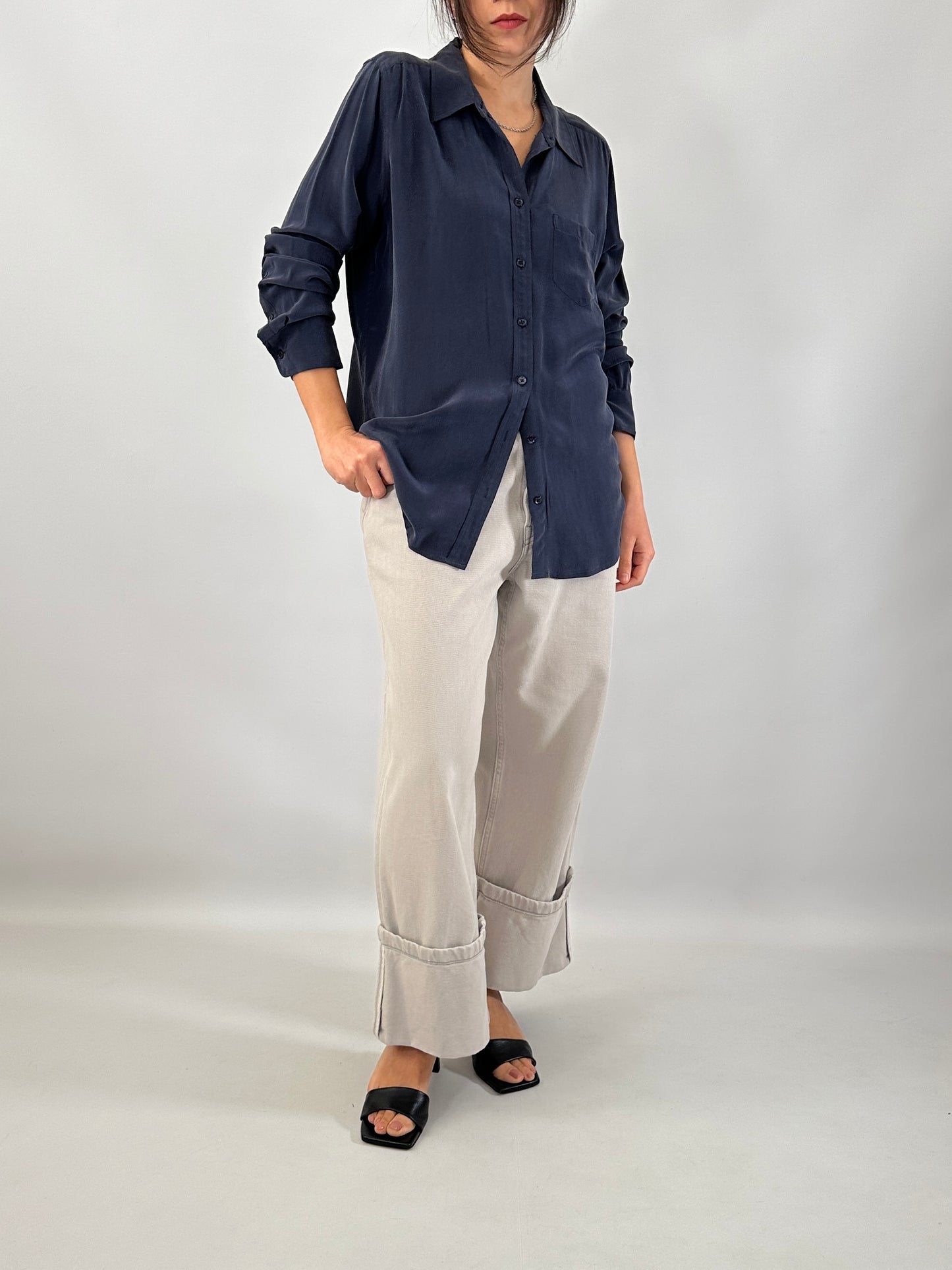 Essential washed silk blue shirt