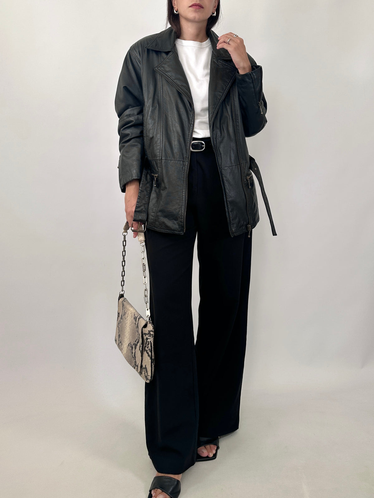 80s Belted Leather Jacket