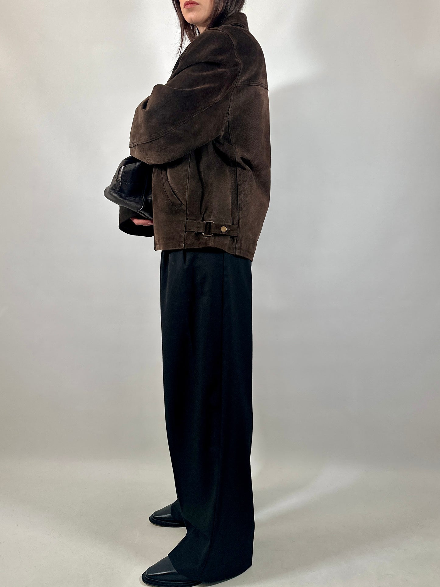 Brown Leather Zipped Jacket