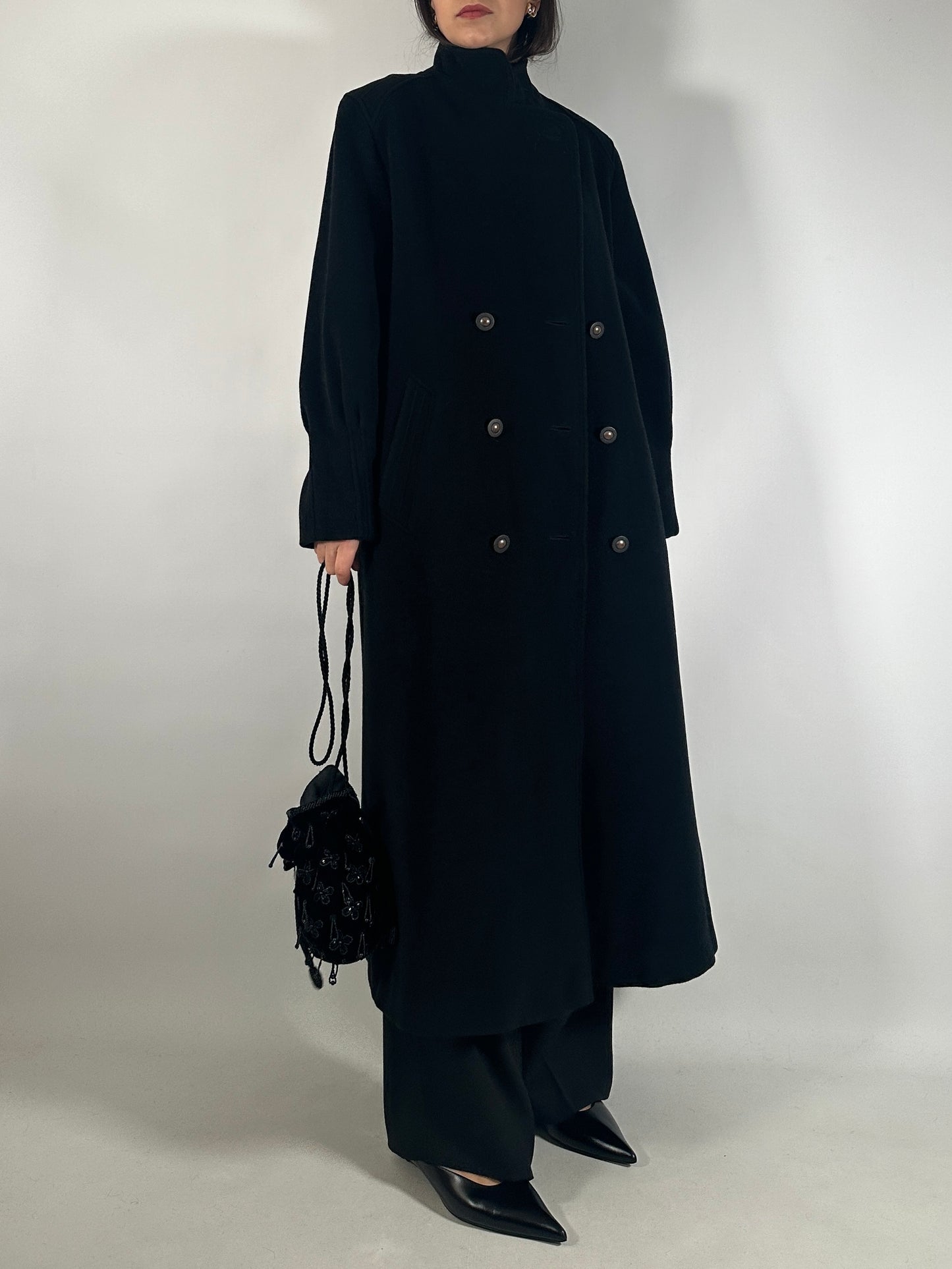 Vintage Black Loden-Style Coat