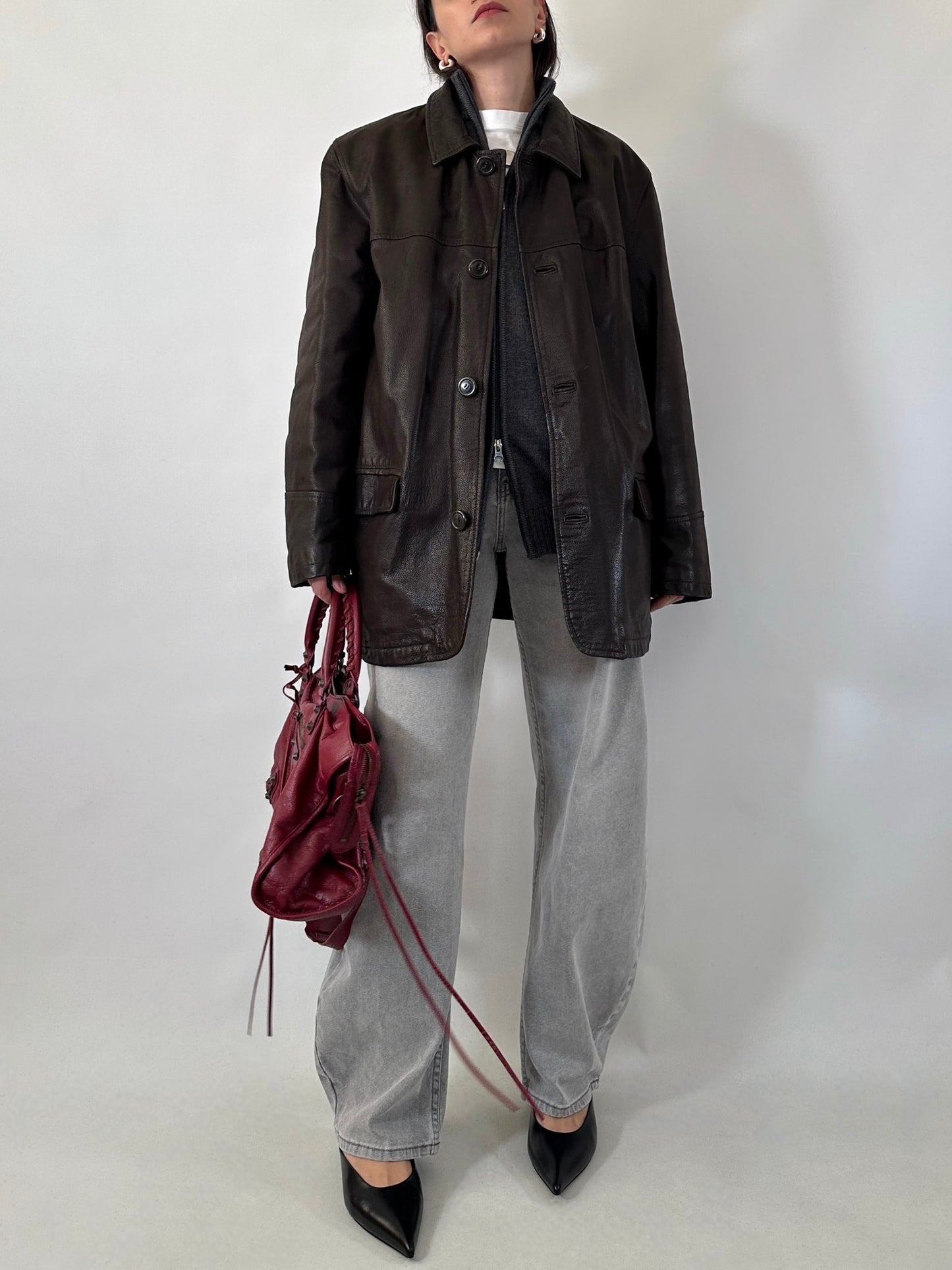 Soft leather coat with warm lining