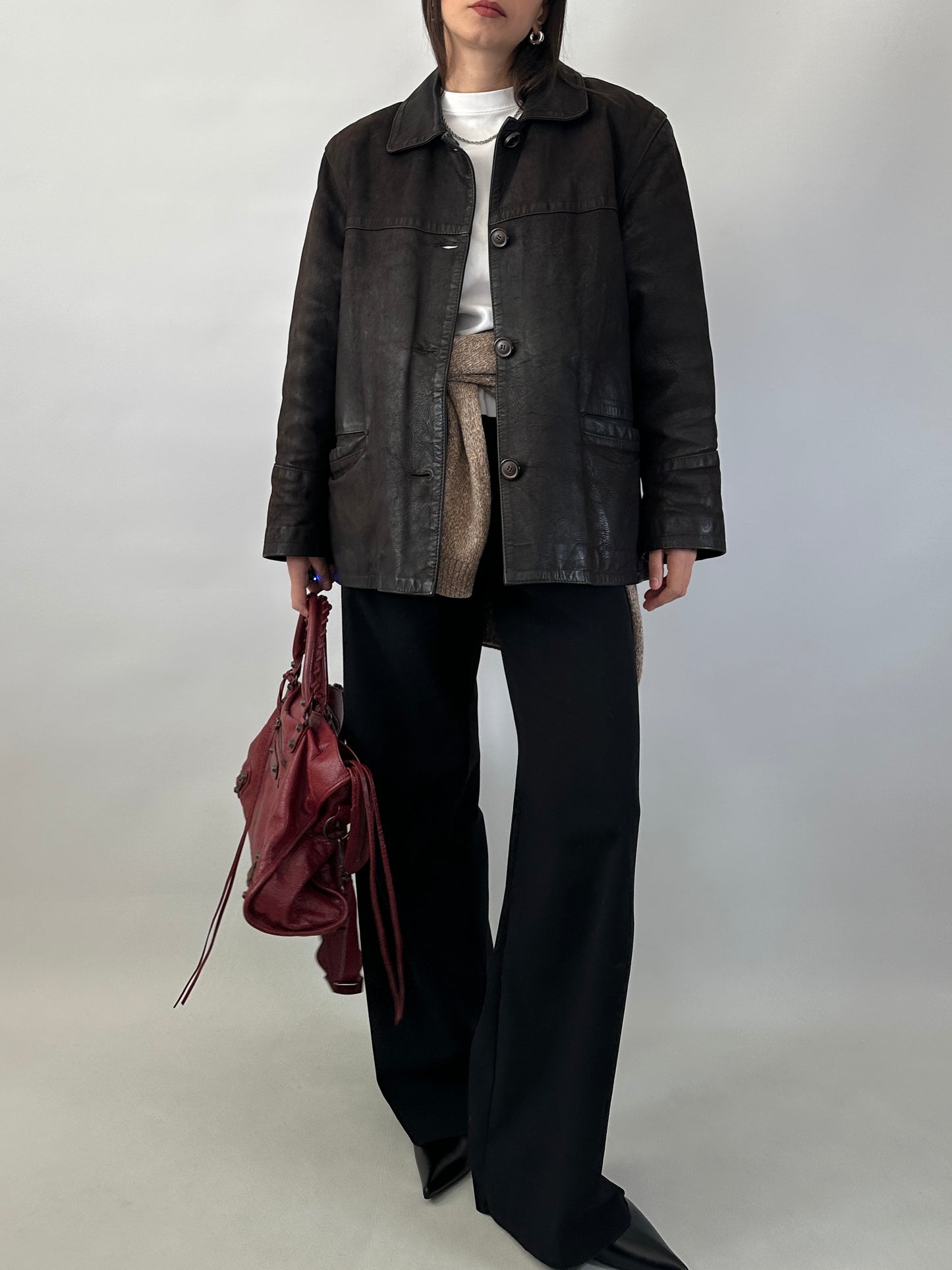 Nubuck leather car coat