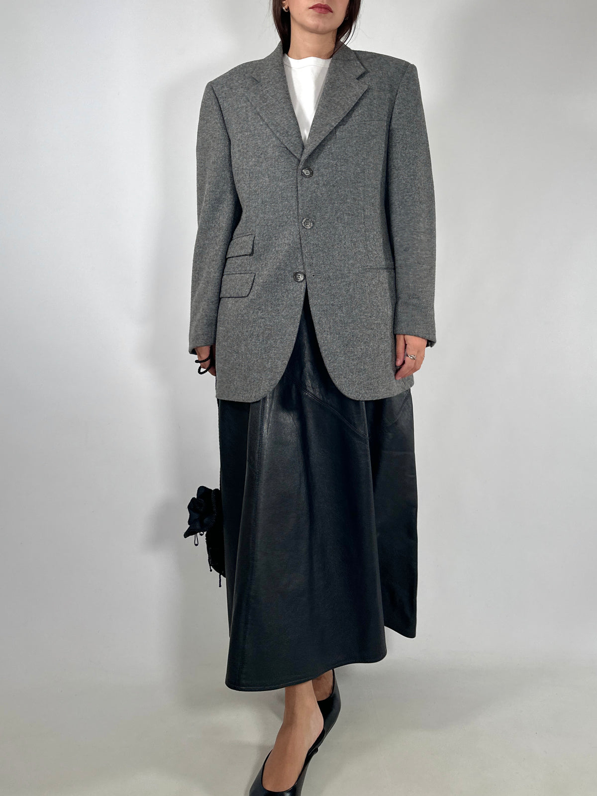 Oversized Grey Virgin Wool Blazer