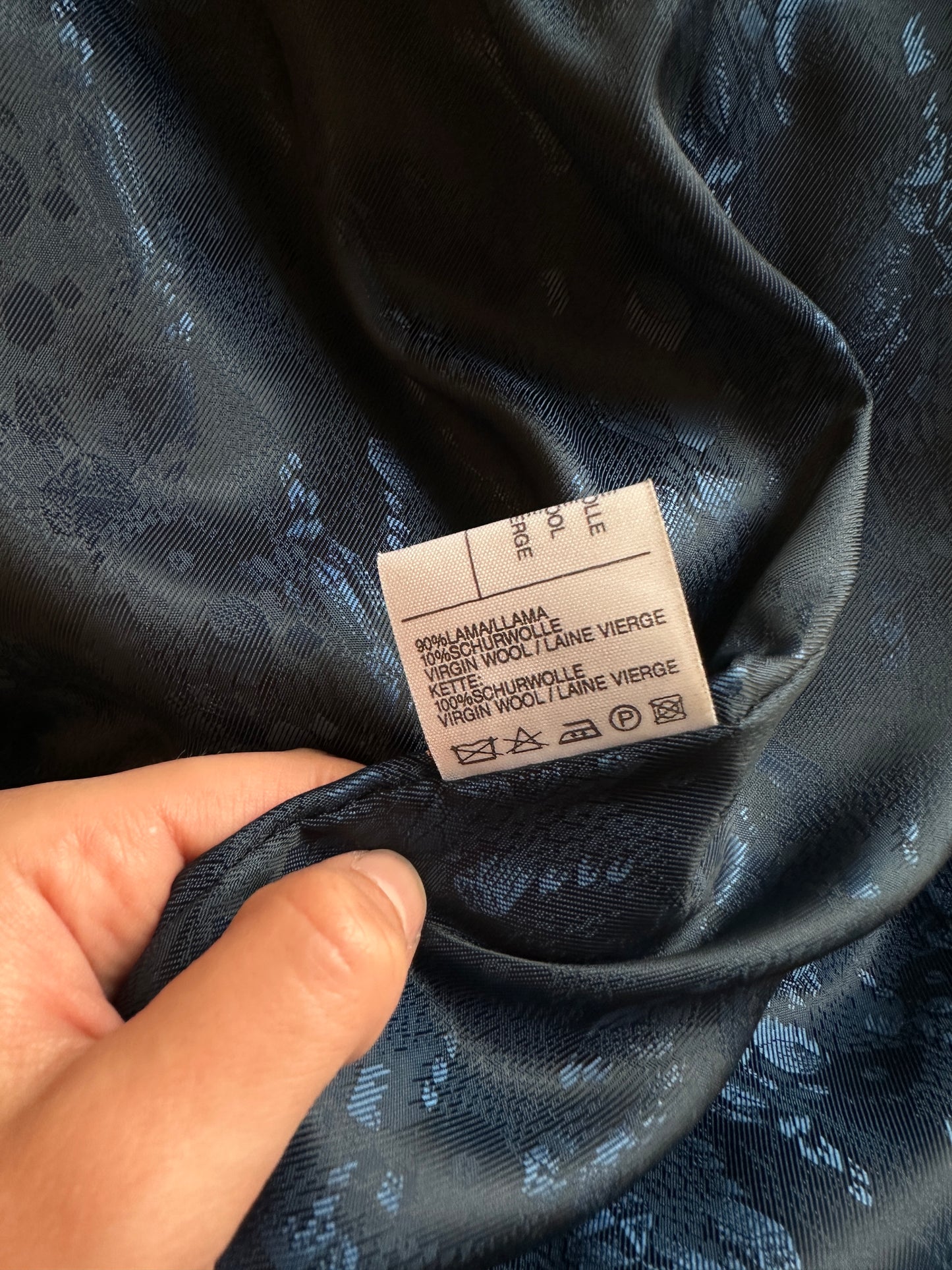 Long Blue Lama and Wool Coat