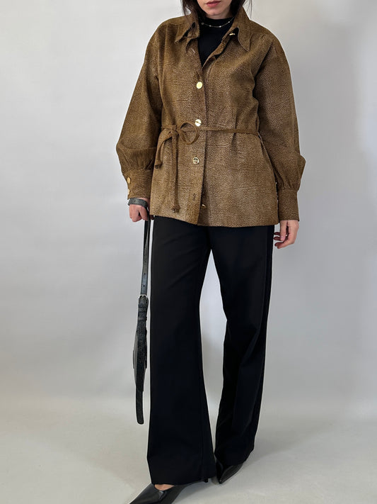 Shirt jacket in real suede