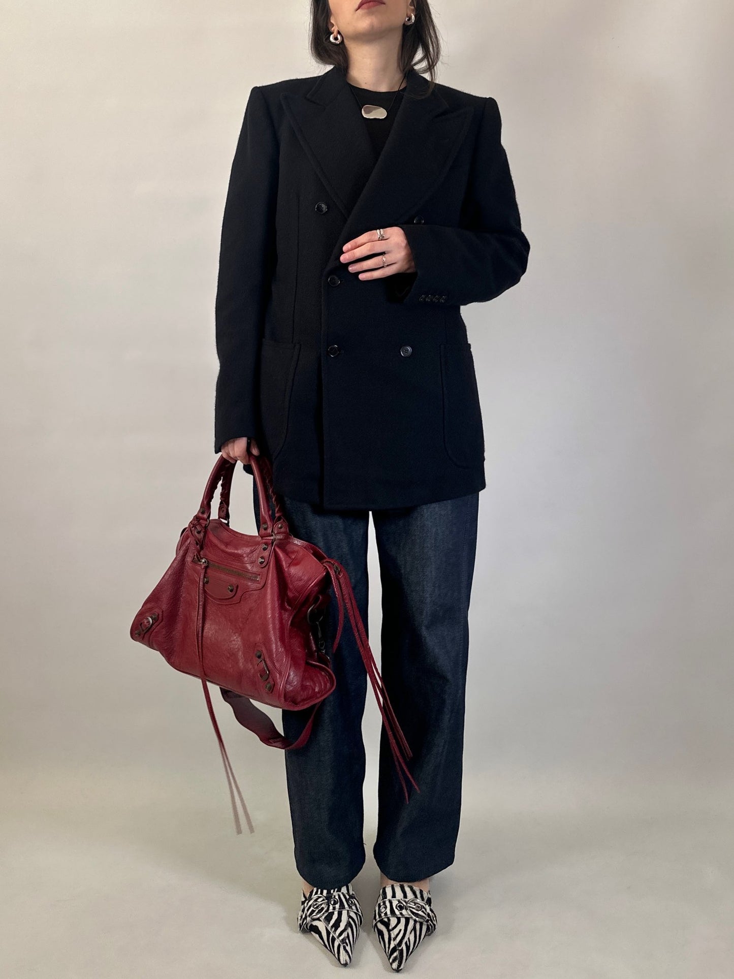 Vintage Black Structured Wool Blazer