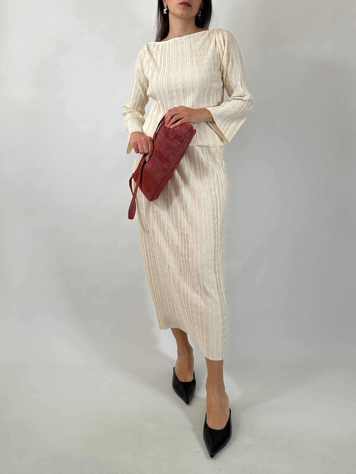 Pleated Top & Skirt Set