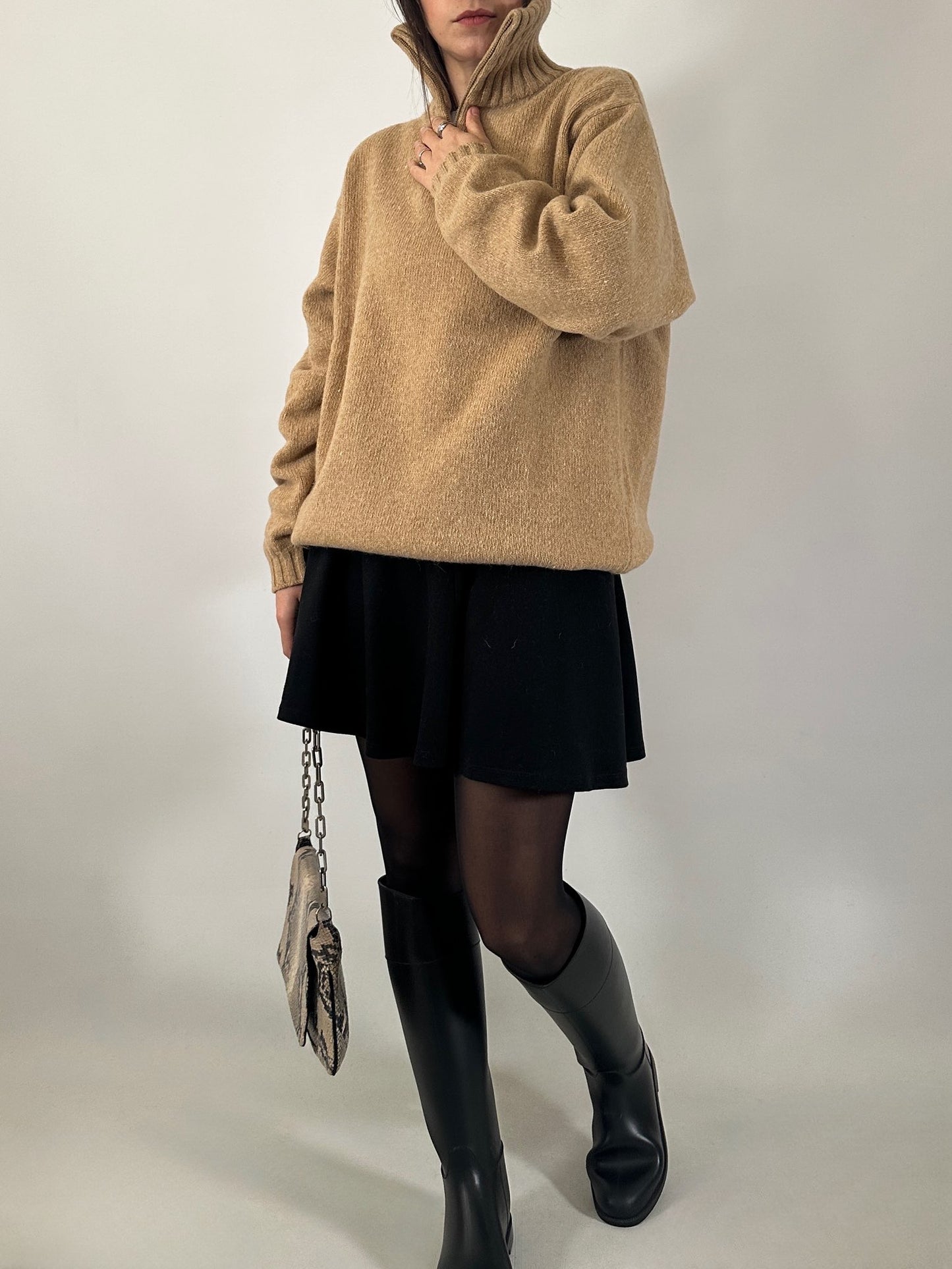 Wool-blend half zip sweater