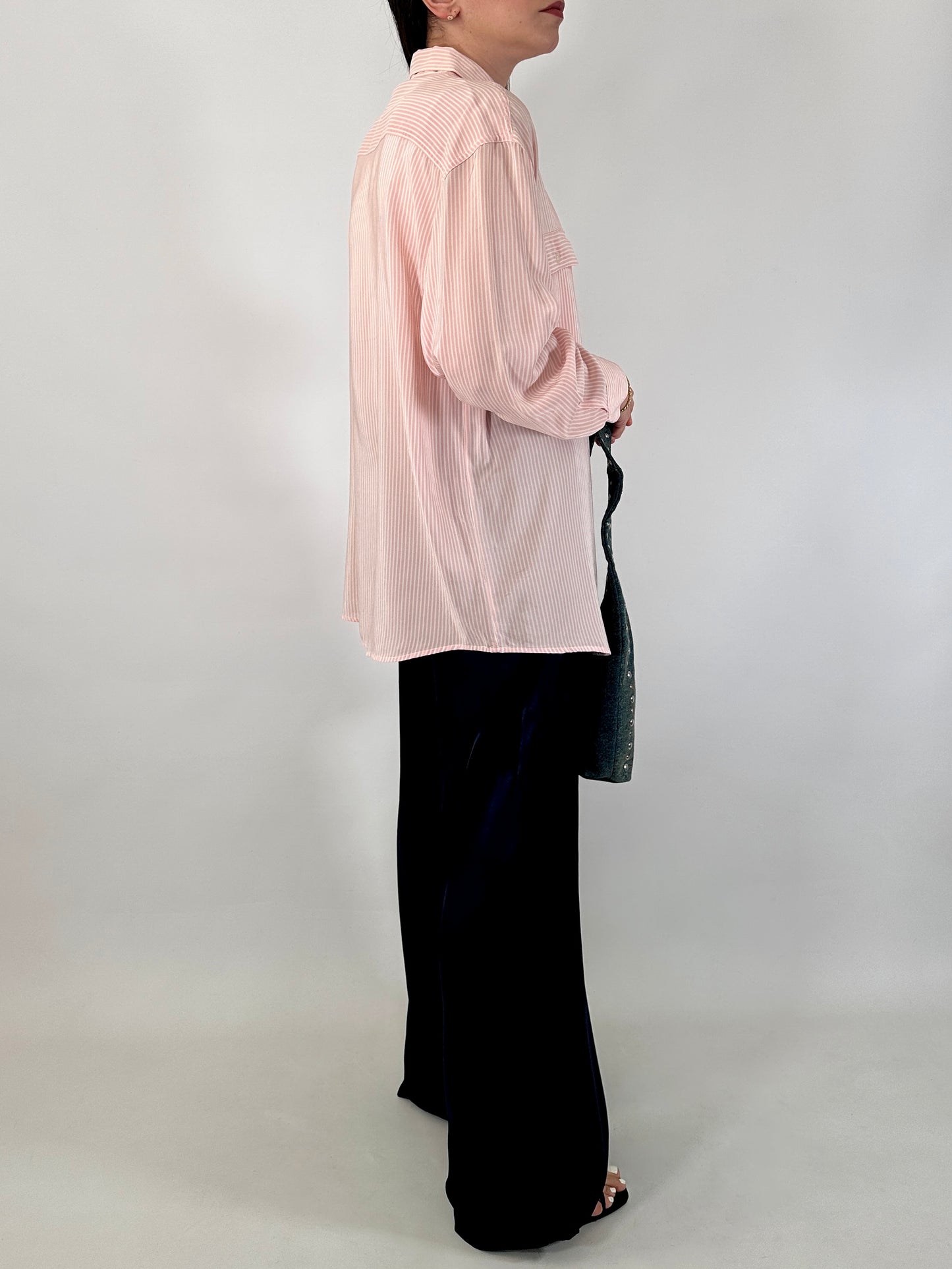 Pure silk striped pink shirt