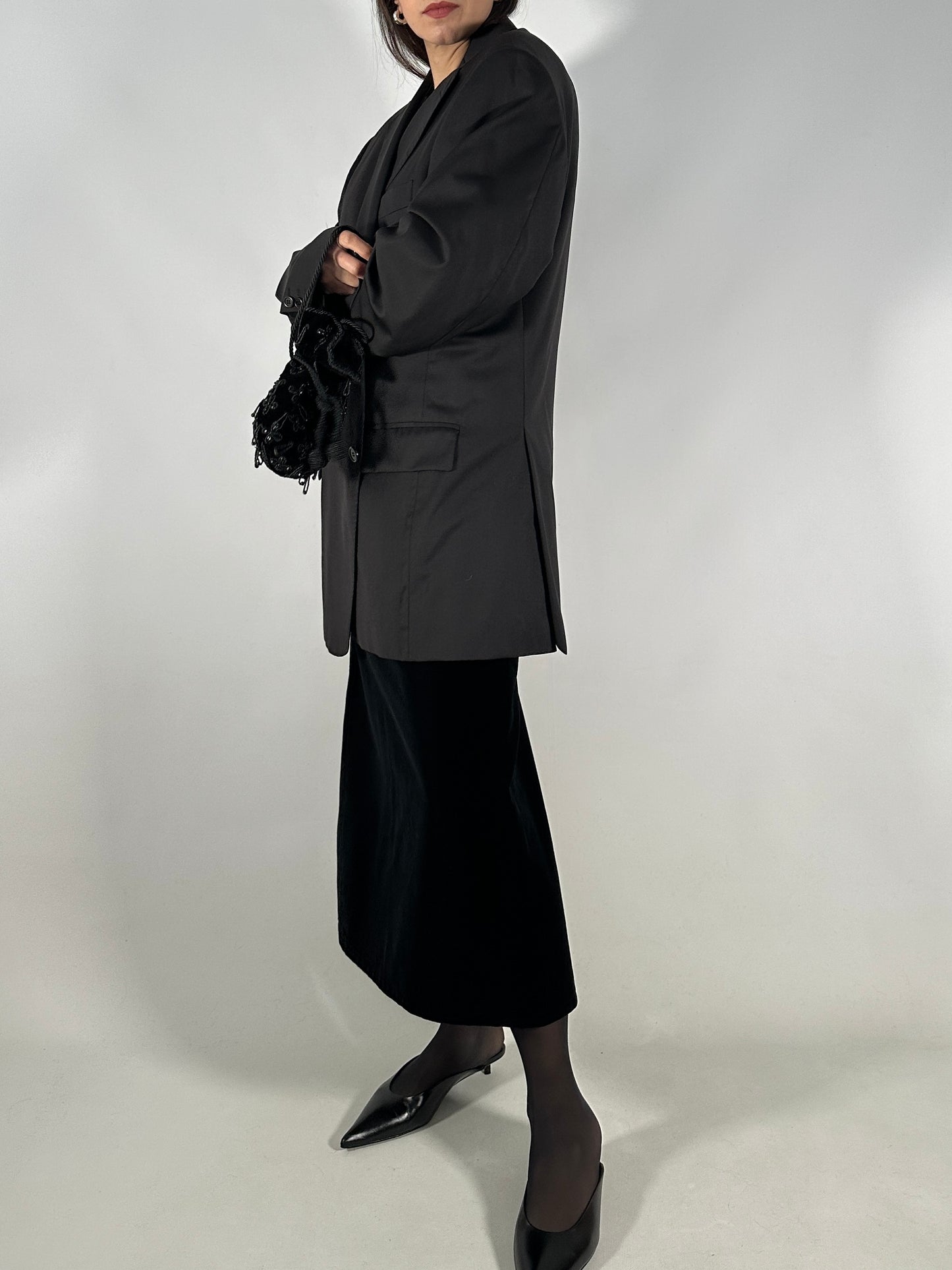 Long Velvet Skirt with Back Slit