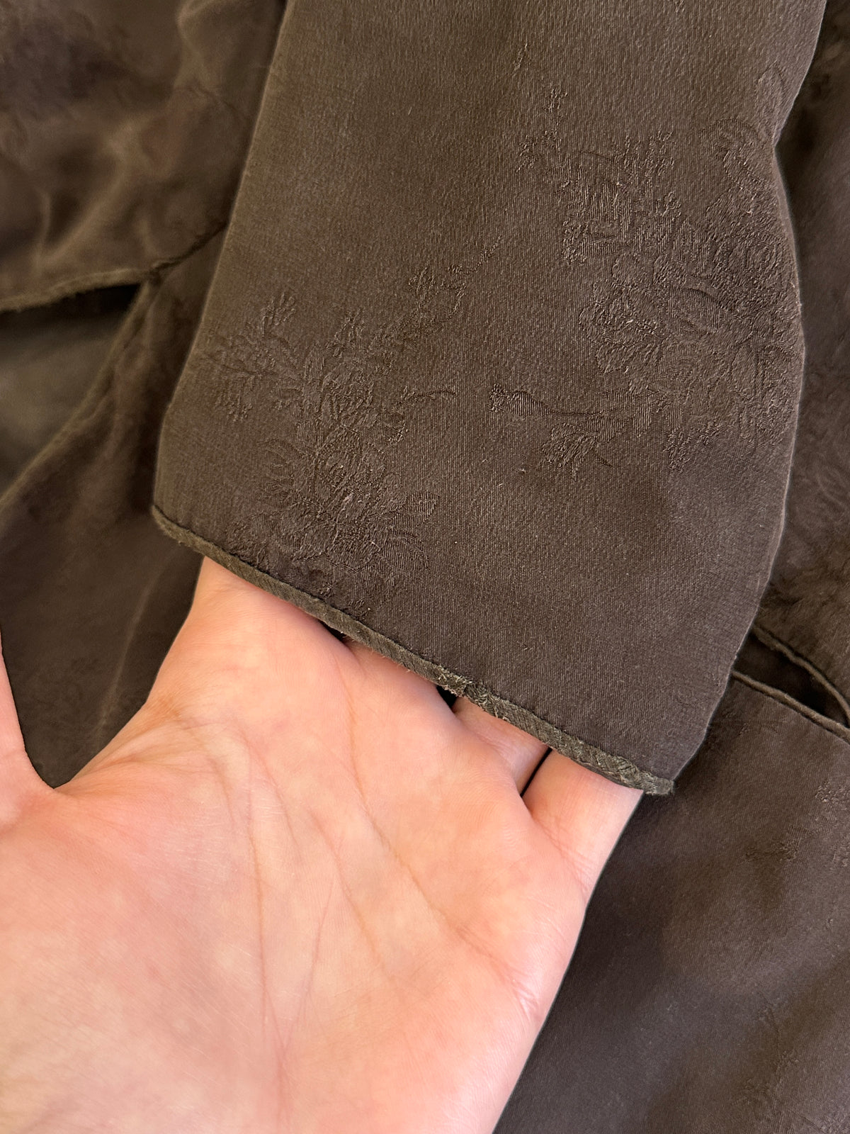 Brown Silk Jacquard Mandarin Jacket