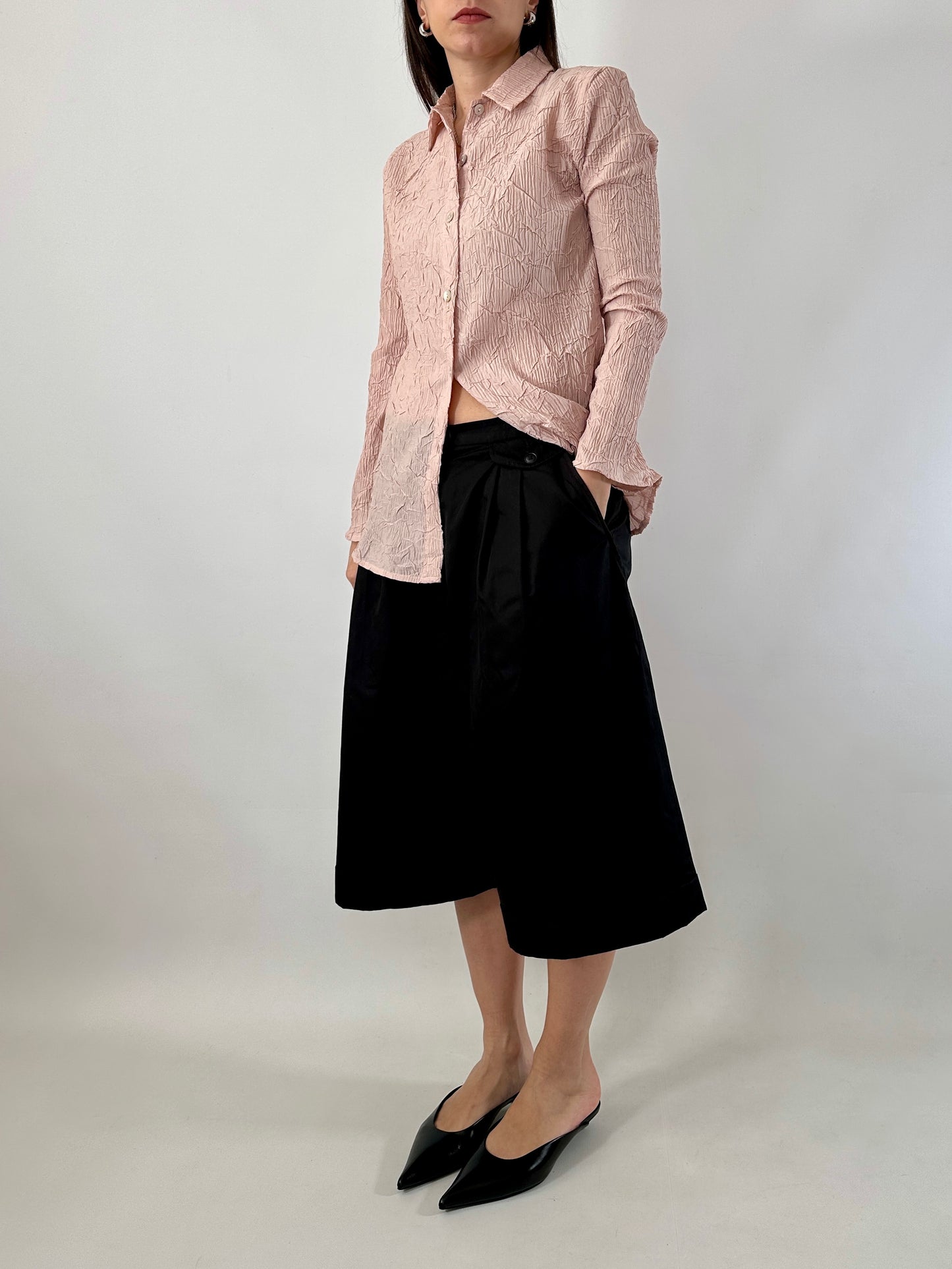 Satin crinkle pink shirt