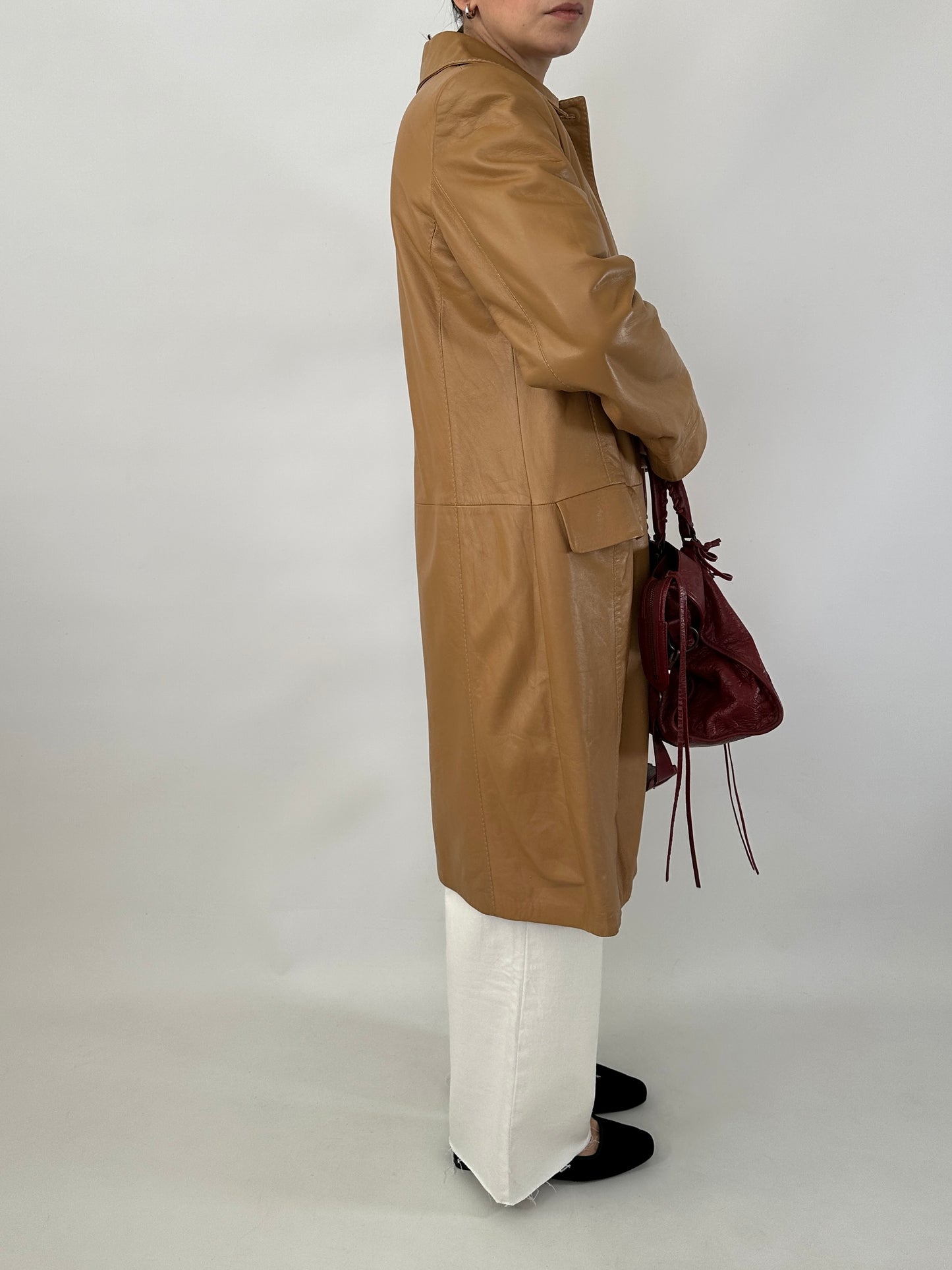 Long soft leather vintage jacket