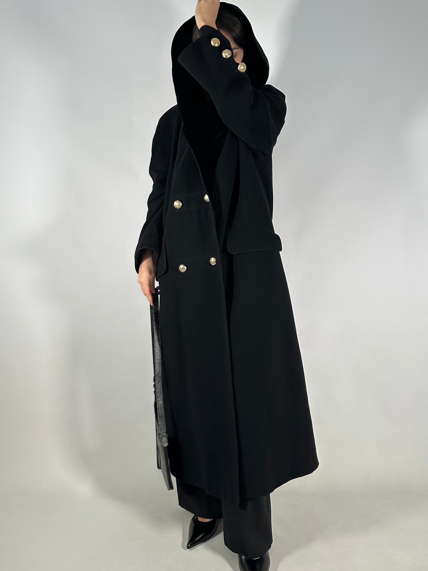 Vintage Wool Coat with Convertible Velvet Collar