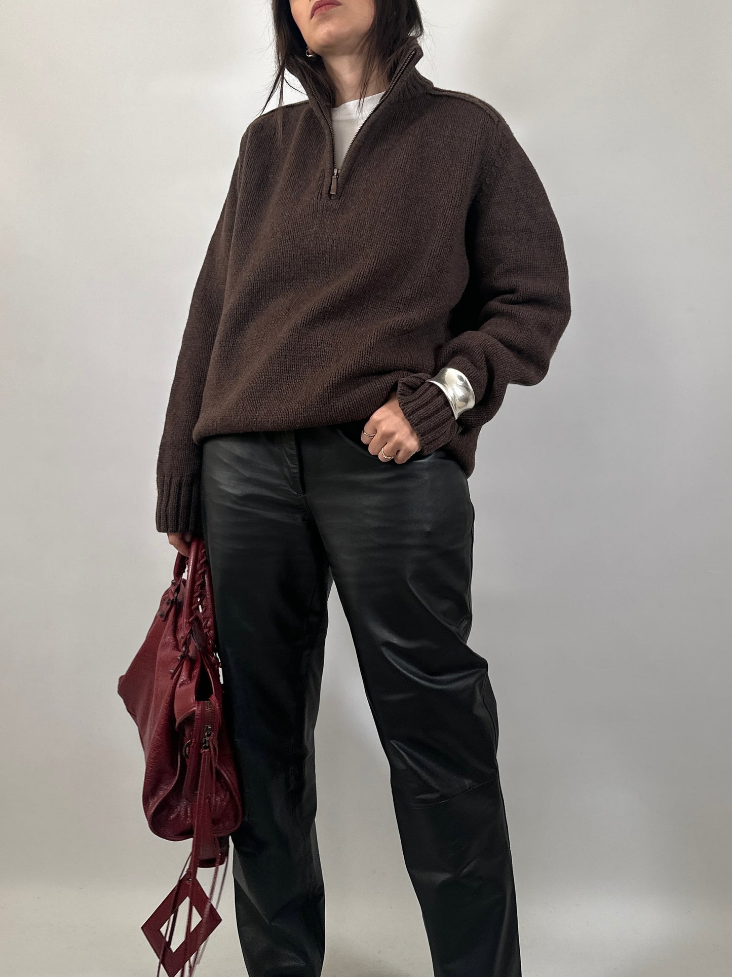 Vintage Leather Five-Pocket Trousers