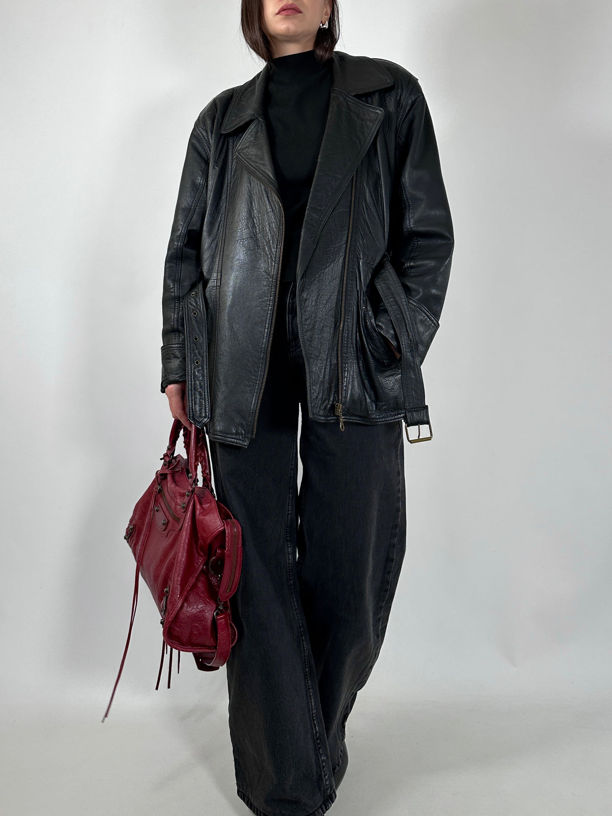 Vintage Black Leather Biker Jacket