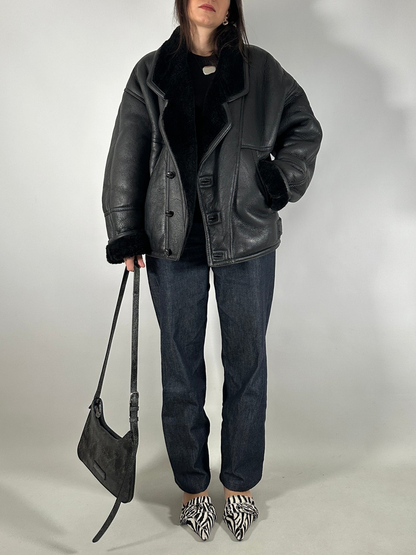 Vintage Black Shearling Jacket