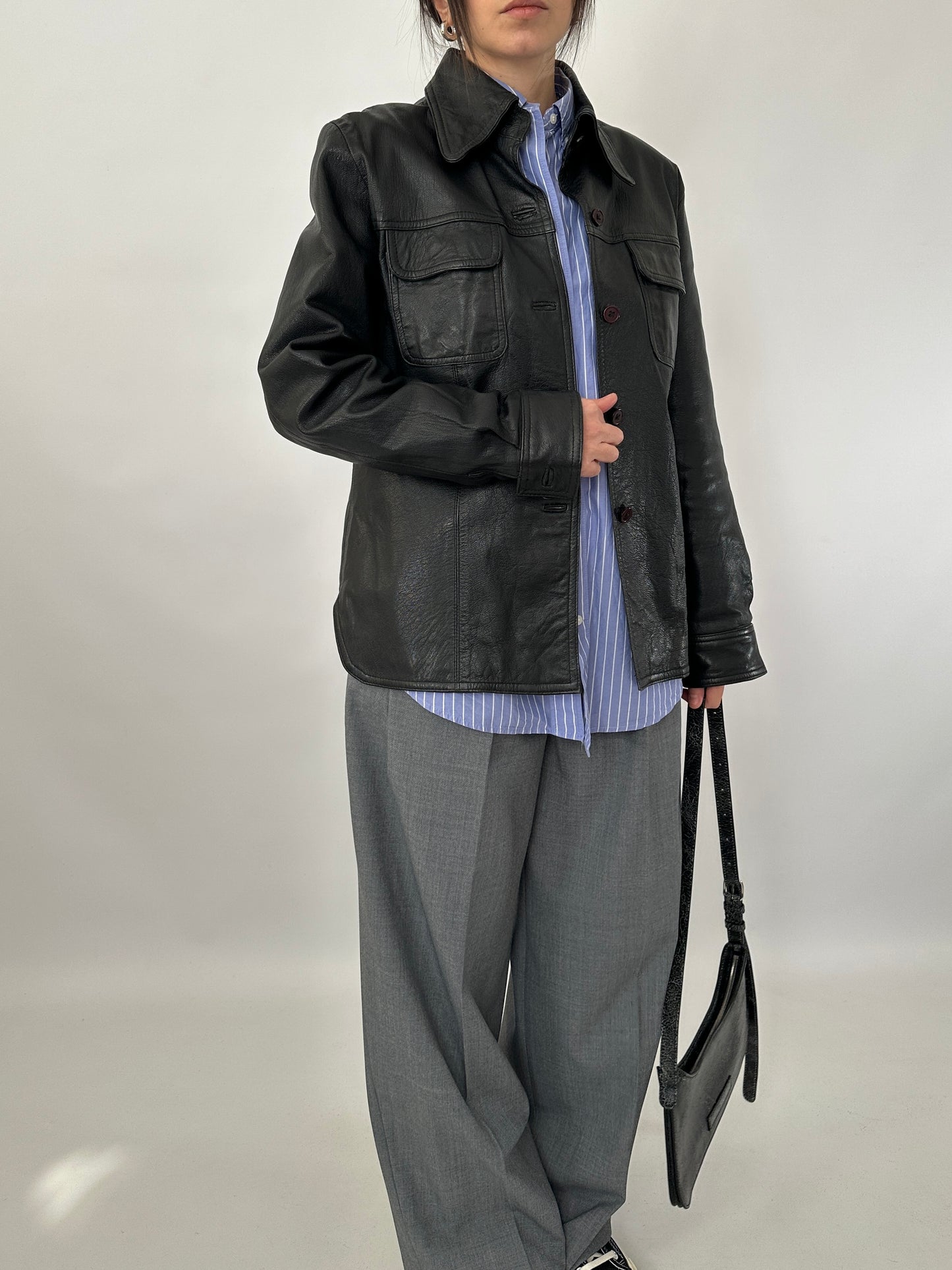Black leather vintage overshirt