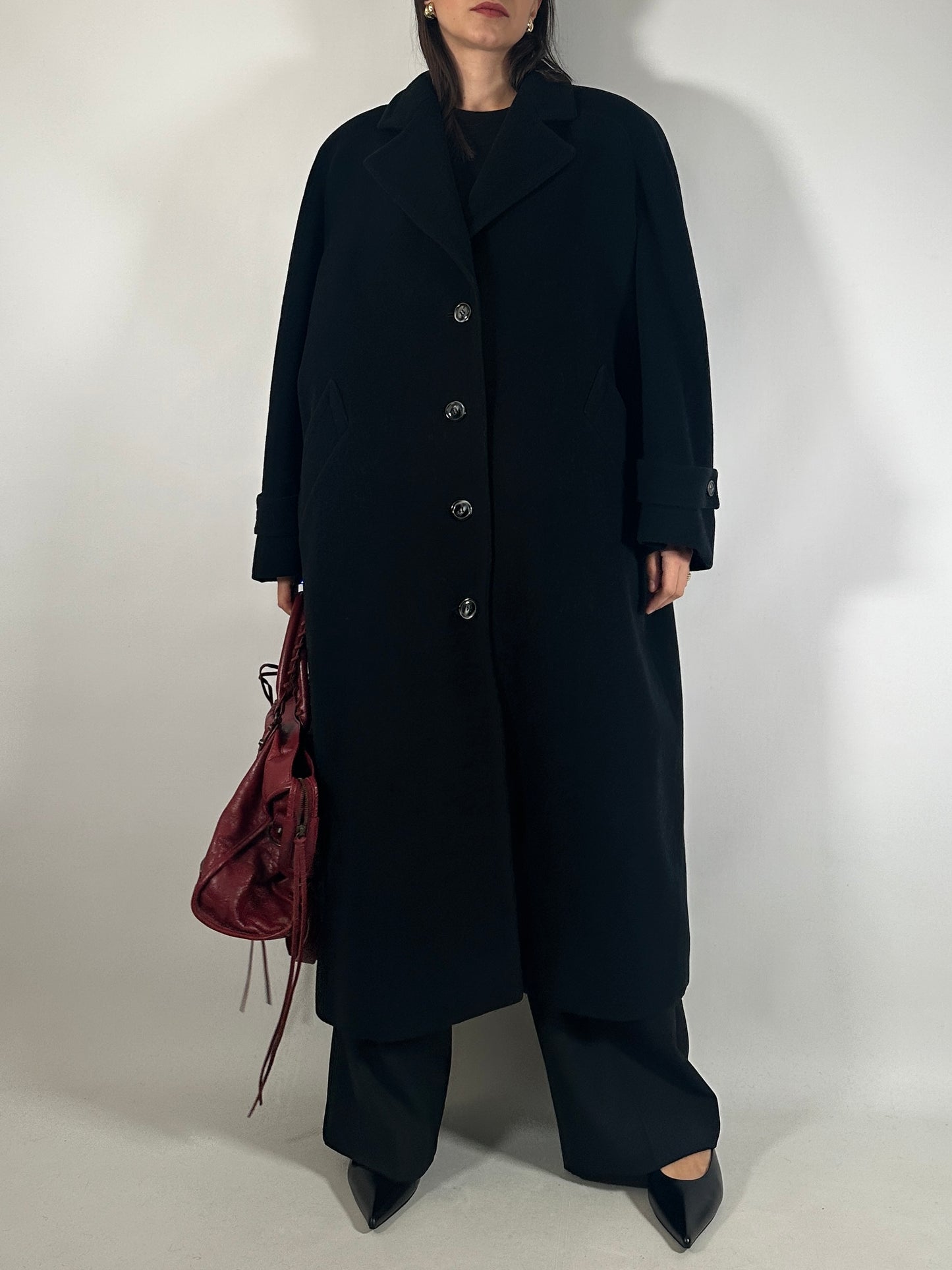 Vintage Black Wool Coat Carisma by Valentino
