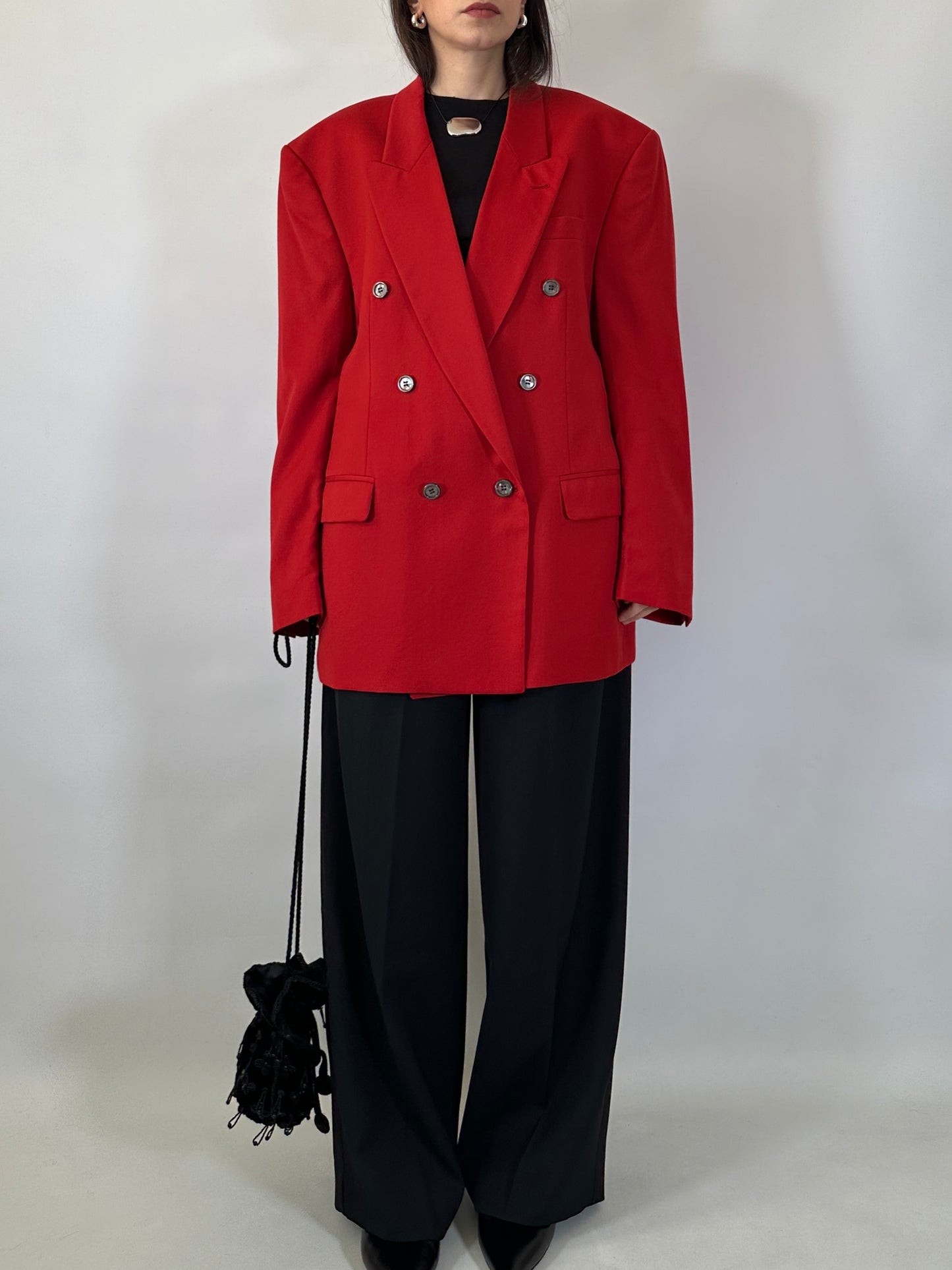 Vintage Oversize Red Wool Blazer