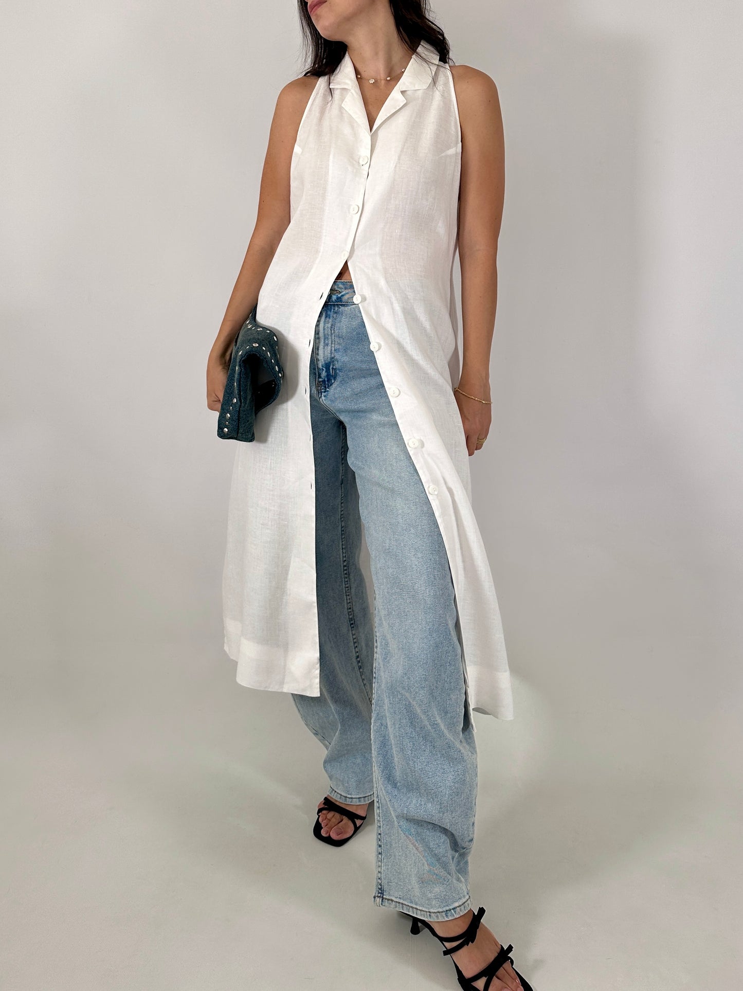 Pure linen chemisier dress