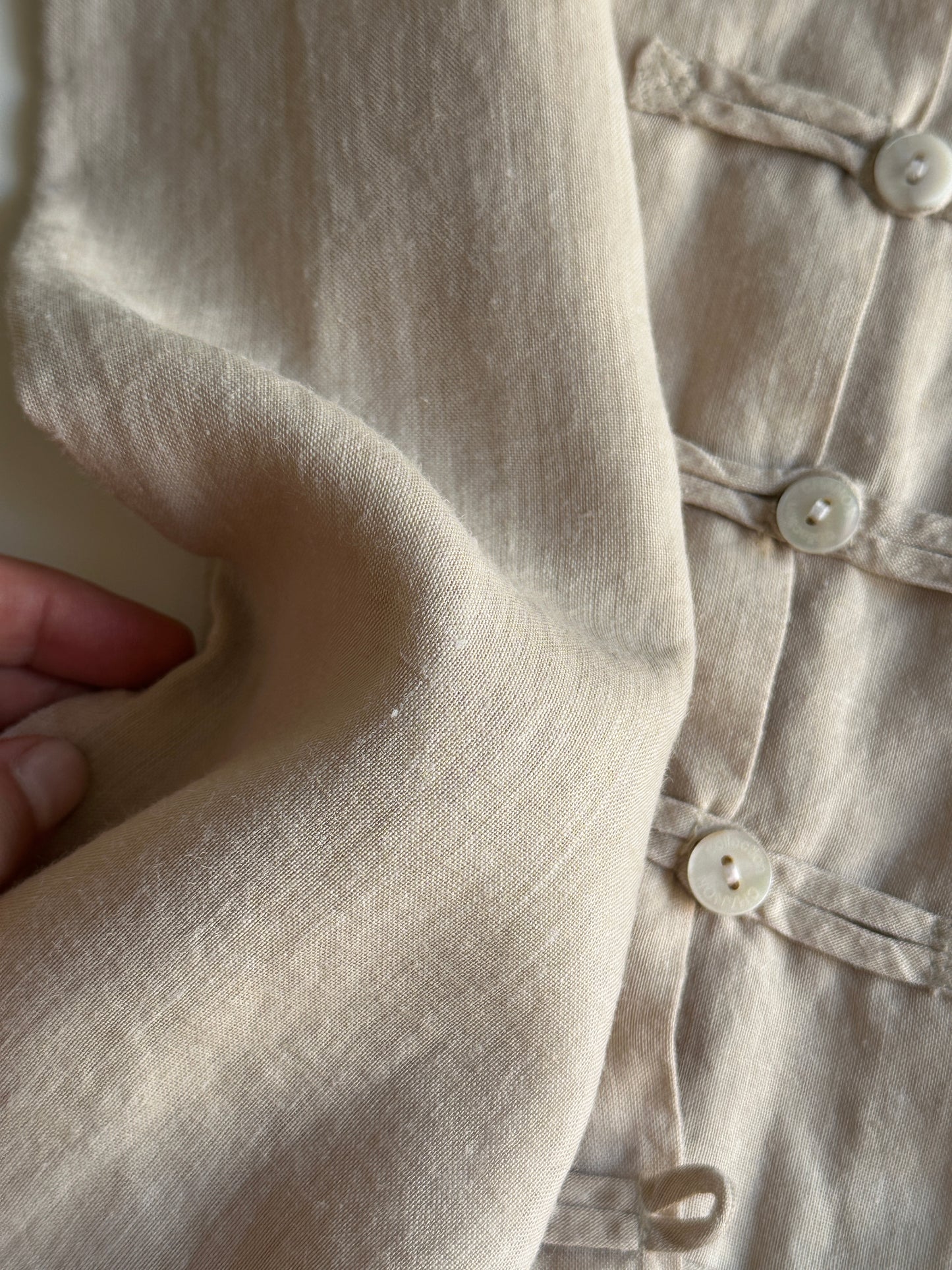 Pure Linen Mandarin Midi Dress