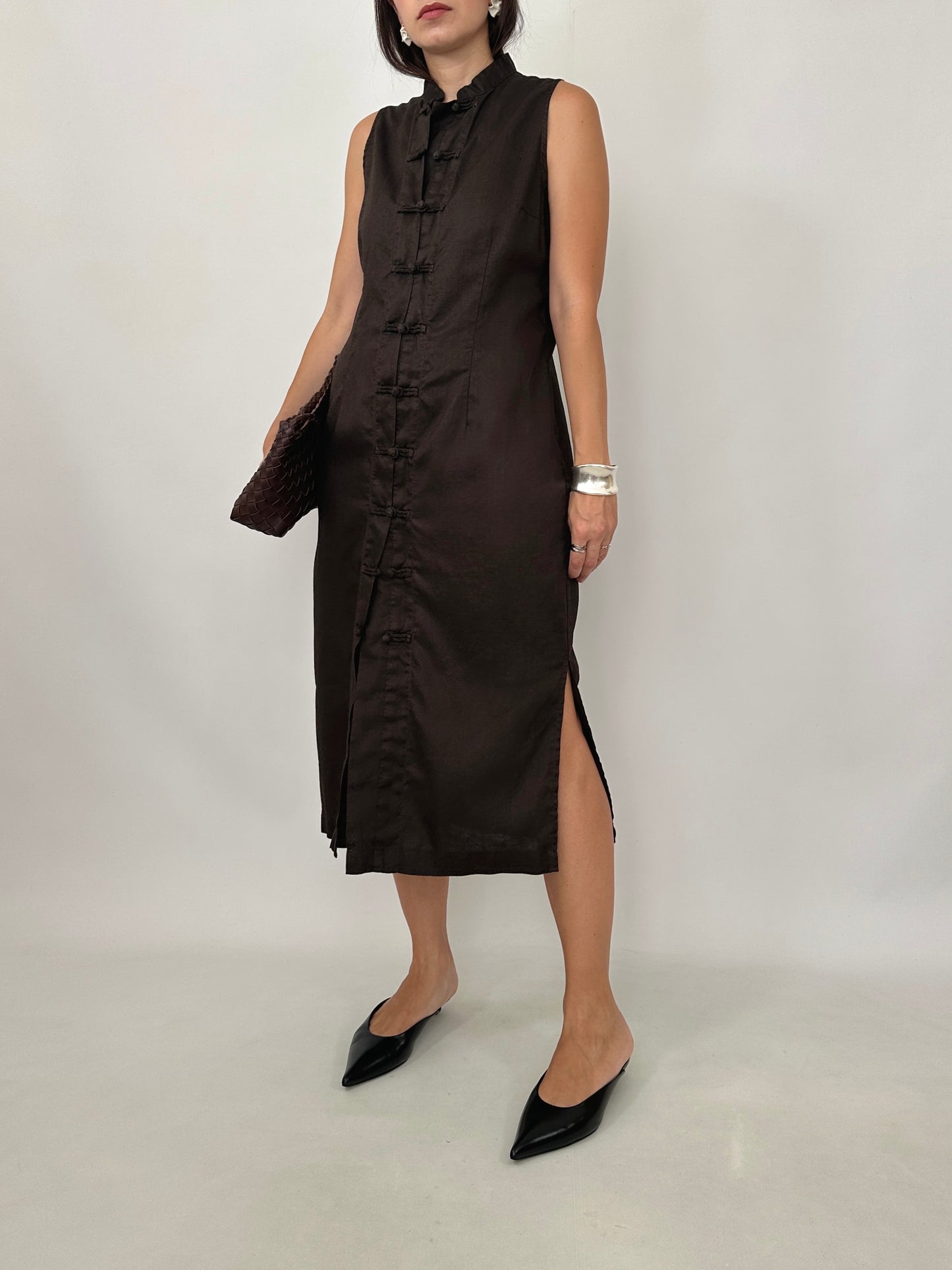 Chocolate Midi Mandarin Dress